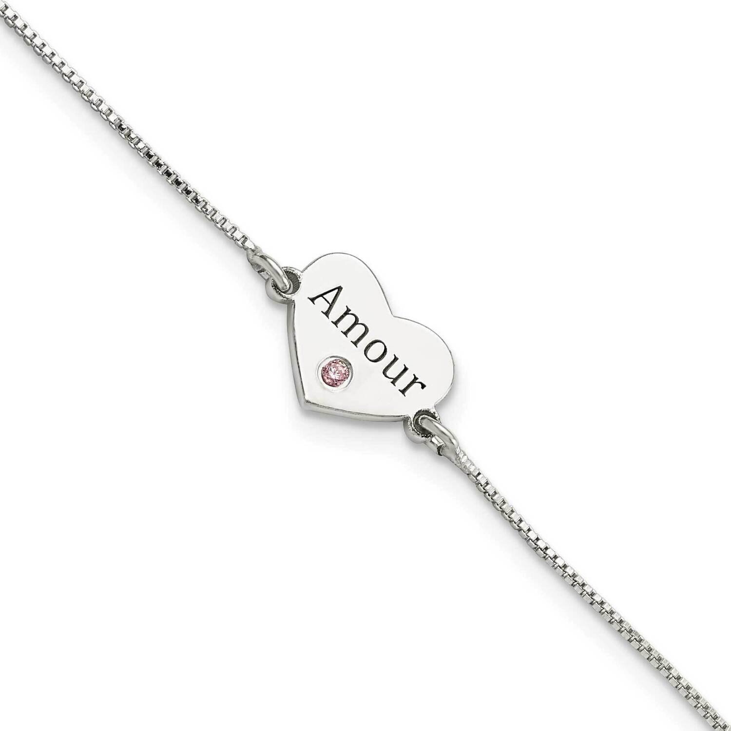 Amour Heart Bracelet Sterling Silver Cz Diamond QG5791-7.5, MPN: QG5791-7.5, 196904163443