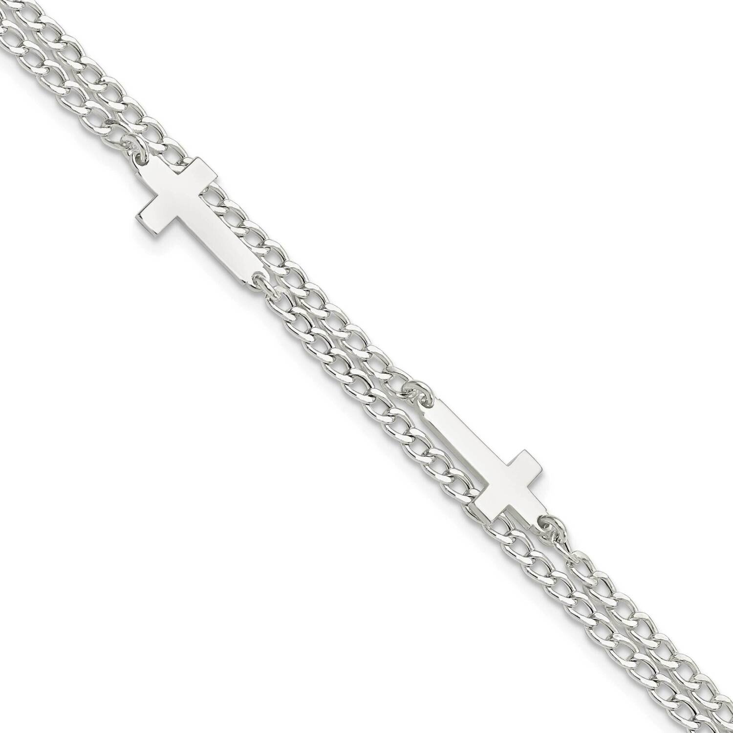 Double Cross 2-Strand with 1 Inch Extender Bracelet Sterling Silver QG5802-7, MPN: QG5802-7, 196904…
