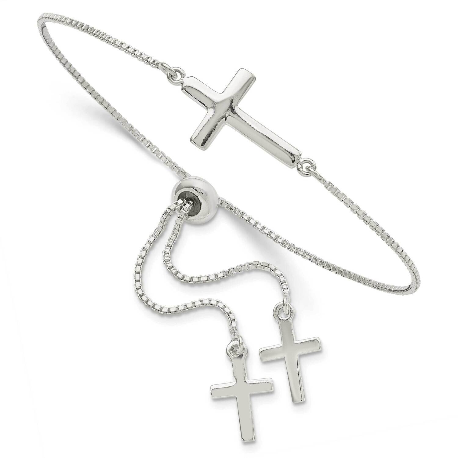 Cross Adjustable Bracelet Sterling Silver Polished QG5805, MPN: QG5805, 191101769245