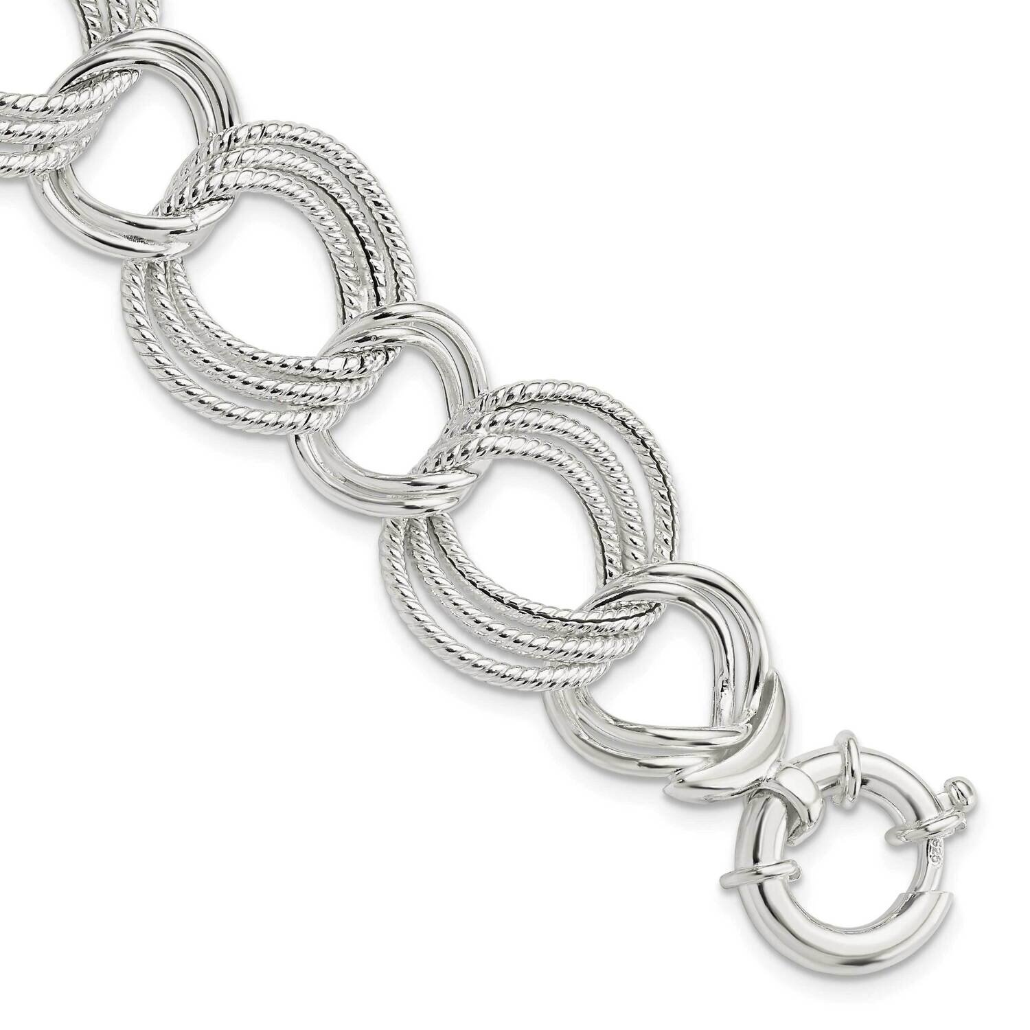 Fancy Link Bracelet Sterling Silver Polished QG5807-8, MPN: QG5807-8, 196904163474