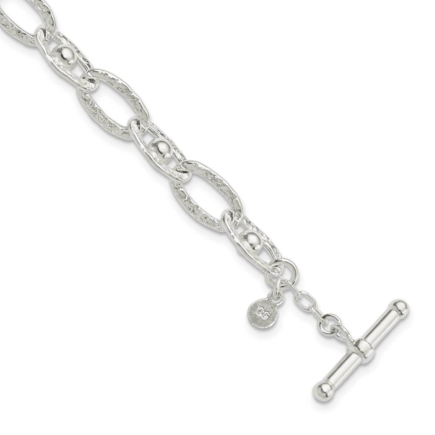 Hammered Fancy Link Toggle Bracelet Sterling Silver QG5808-7.5, MPN: QG5808-7.5, 196904163450
