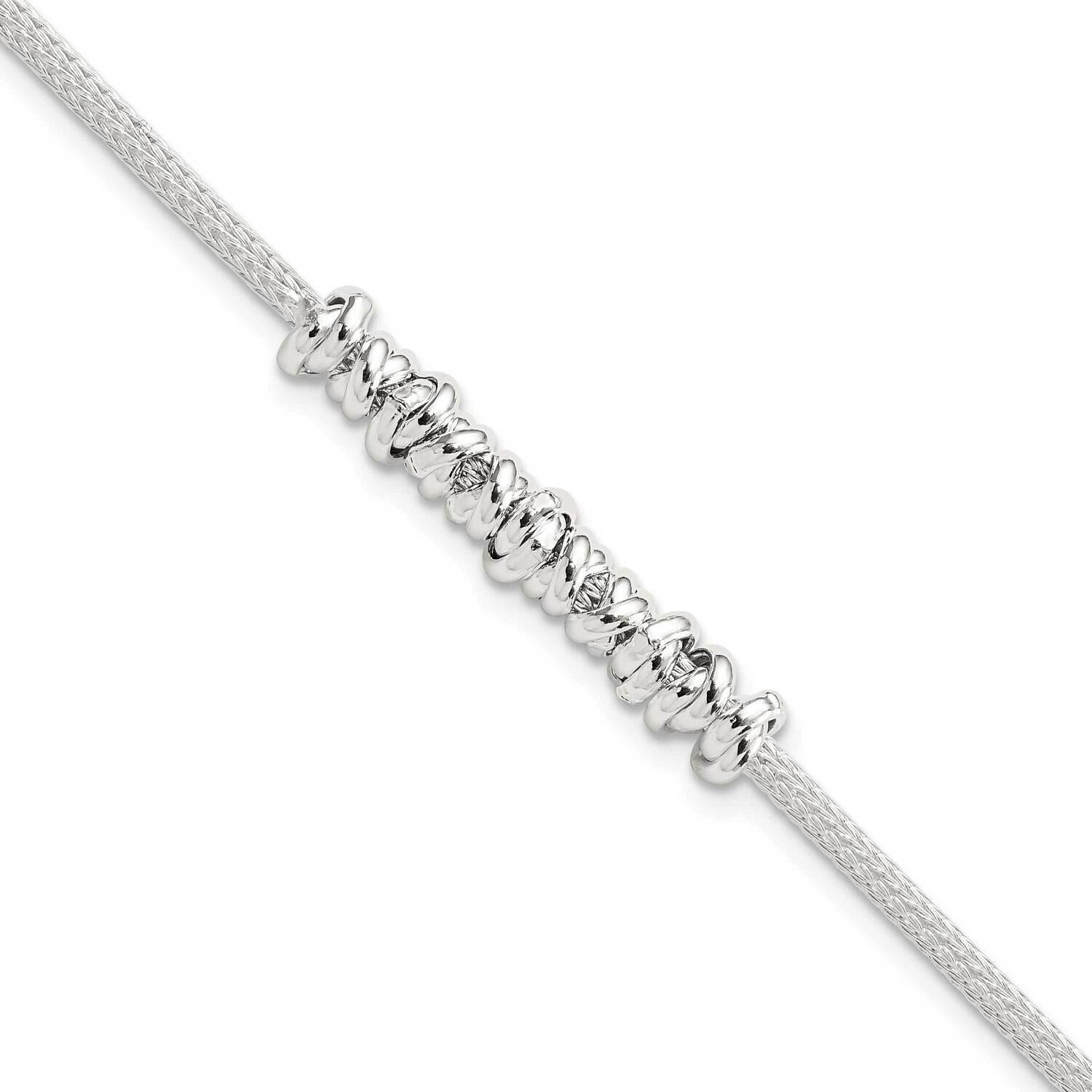 Beaded with 1 Inch Extender Bracelet Sterling Silver Polished QG5815-7, MPN: QG5815-7, 196904163375