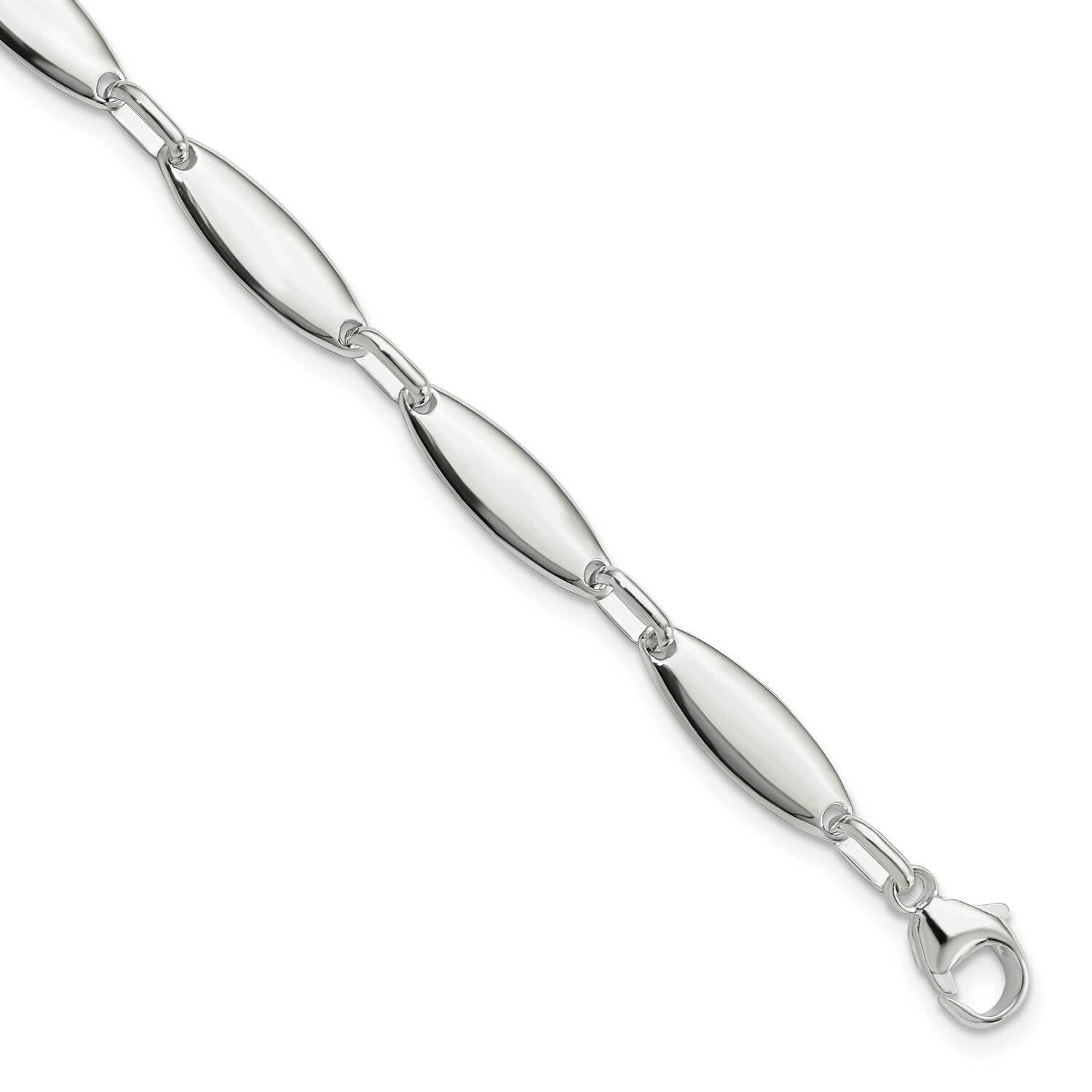 Link with 1 Inch Extender Bracelet Sterling Silver Polished QG5818-7, MPN: QG5818-7, 196904164761