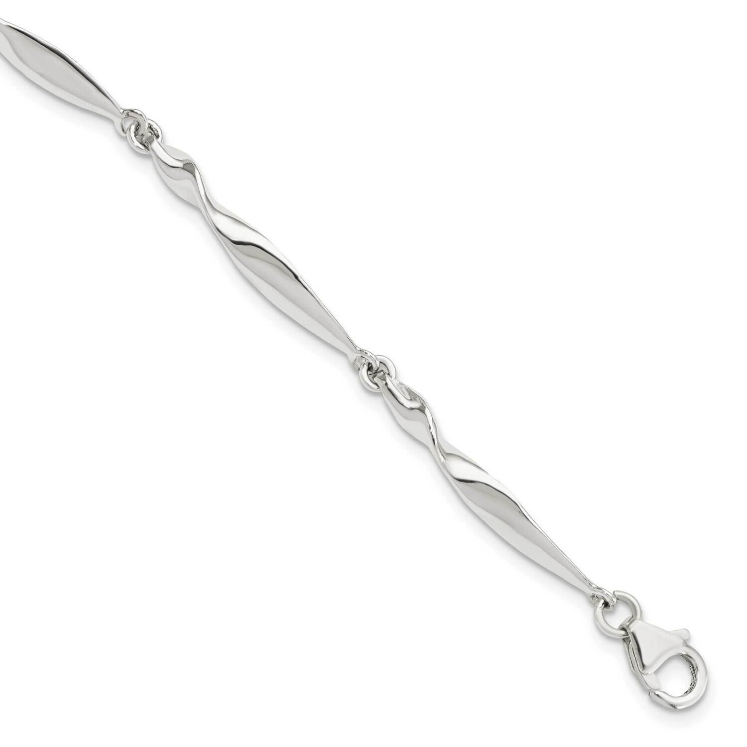 Twisted Bar 6.5 Inch Bracelet Sterling Silver Polished QG5828-6.5, MPN: QG5828-6.5, 196904163344
