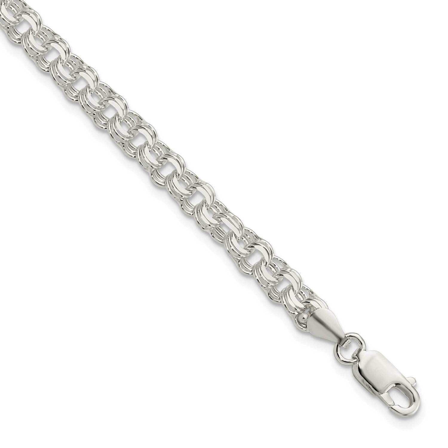 5mm Triple Link Charm Bracelet Sterling Silver Polished QG5830-8