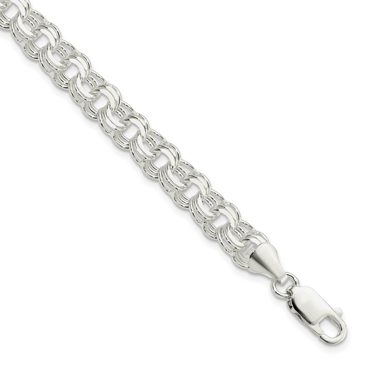 7mm Triple Link Charm Bracelet Sterling Silver Polished QG5832-8