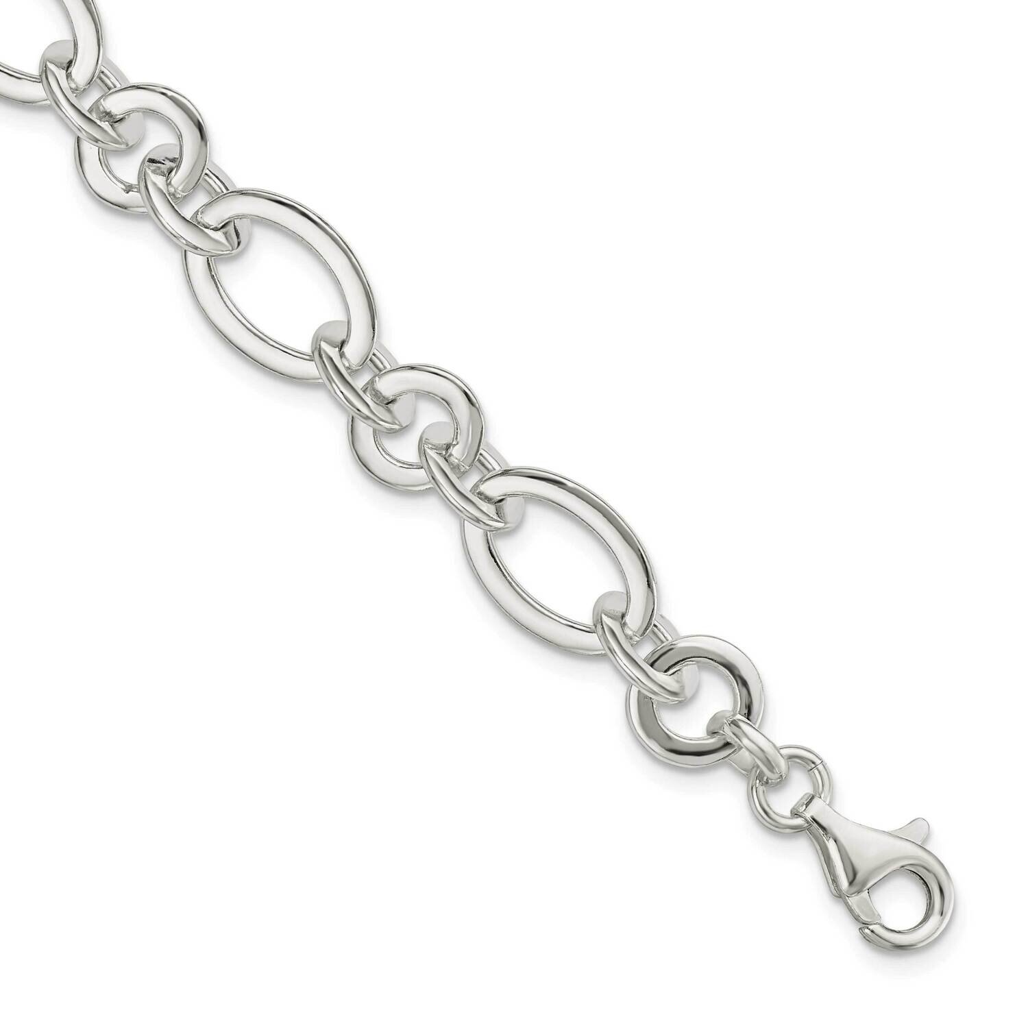 Fancy Oval and Round Link Bracelet Sterling Silver QG5834-7.5, MPN: QG5834-7.5, 191101781346