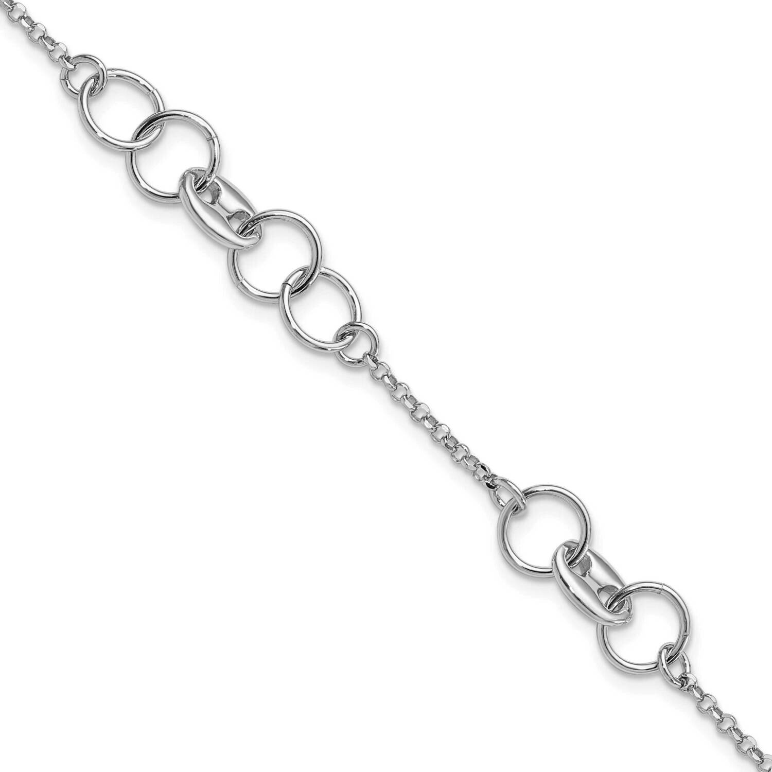Fancy Circles with .5 In Extender Bracelet Sterling Silver Rhodium-Plated QG5843-6.5, MPN: QG5843-6…