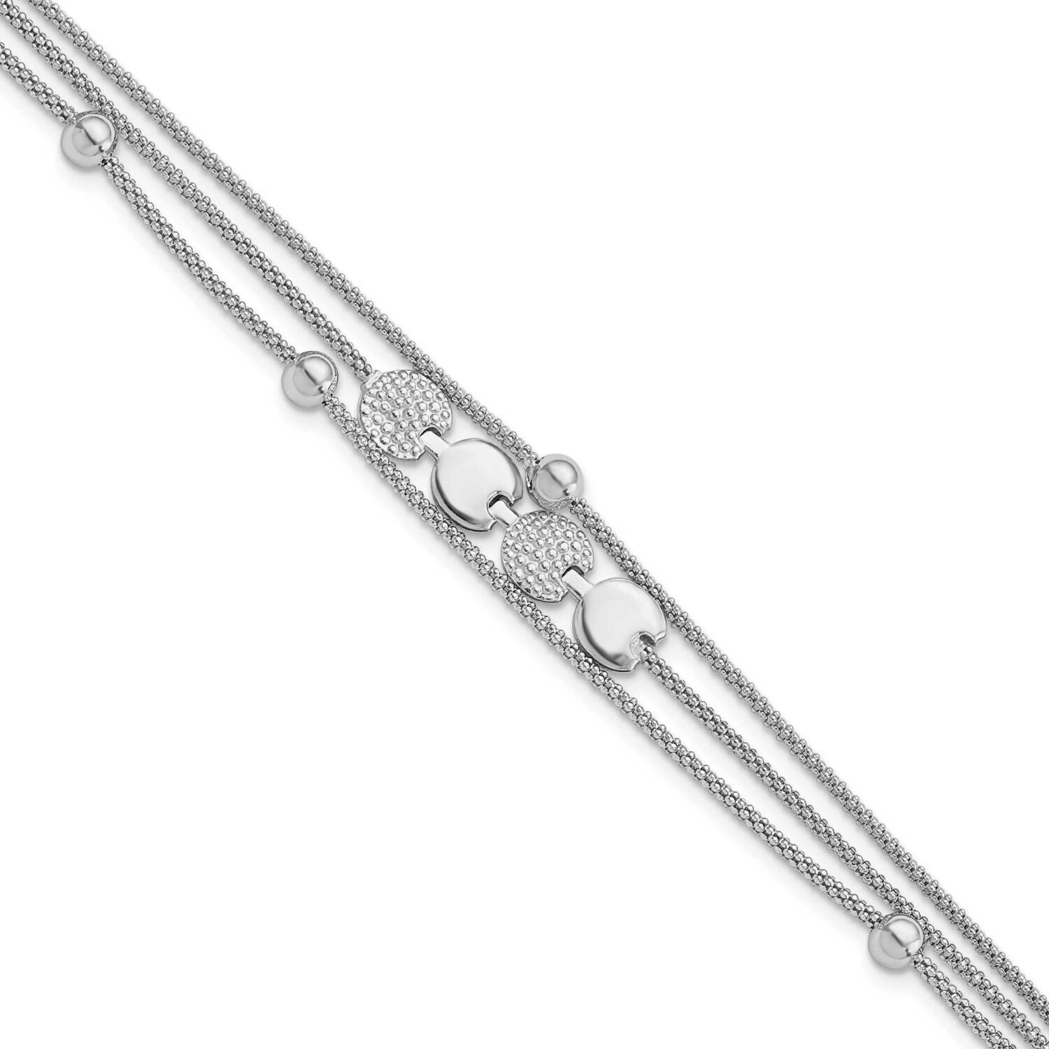 Beaded 3- Strand 6.5 Inch with 1 Inch Extender Bracel Sterling Silver Rhodium-Plated QG5855-6.5, MP…