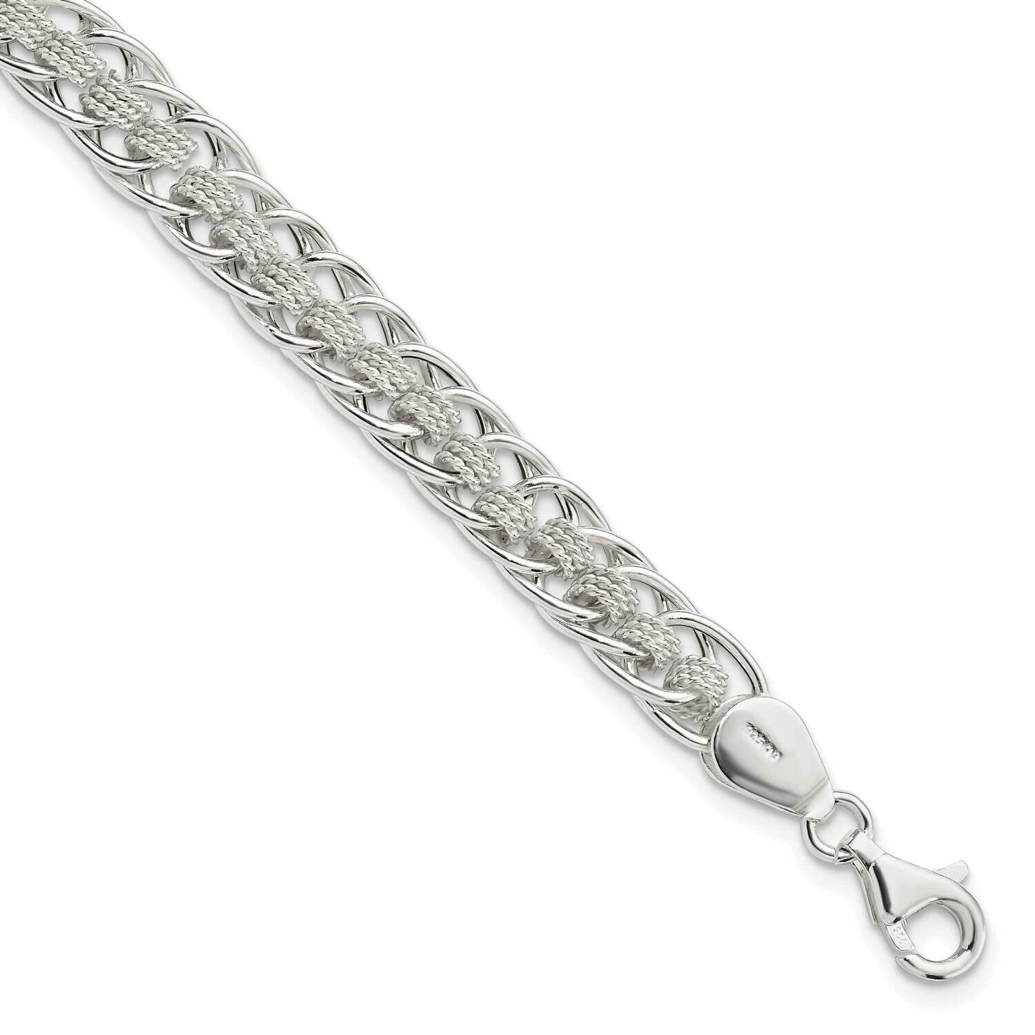 Roped Oval Link 7 Inch Bracelet Sterling Silver Polished QG5856-7, MPN: QG5856-7,