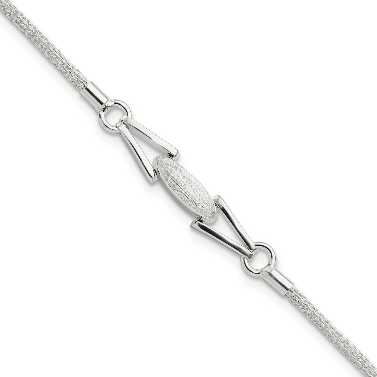 Satin Polished Oval with .5 Extender Bracelet Sterling Silver QG5860-7, MPN: QG5860-7,