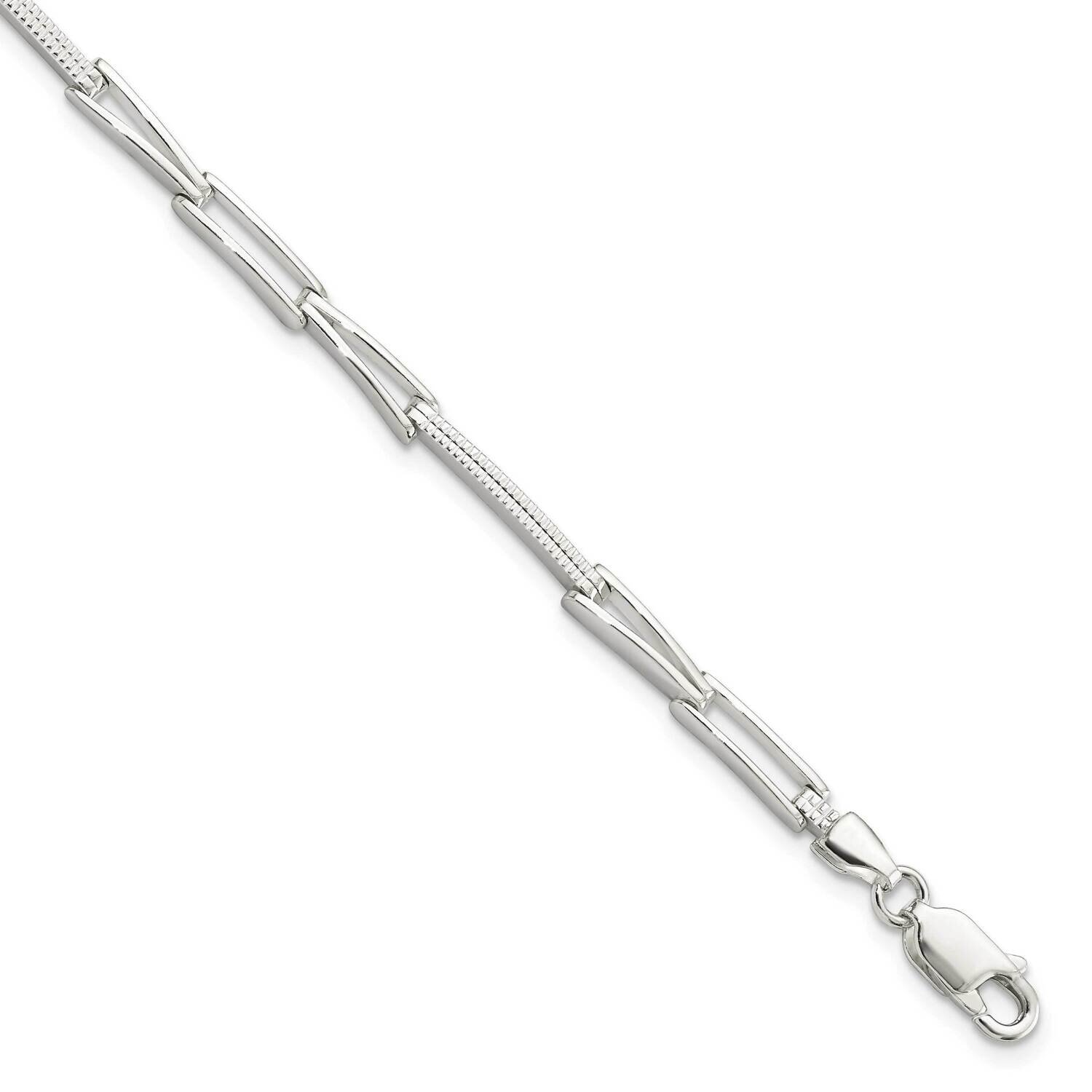 Textured Fancy Link Bracelet Sterling Silver Polished QG5862-7.5