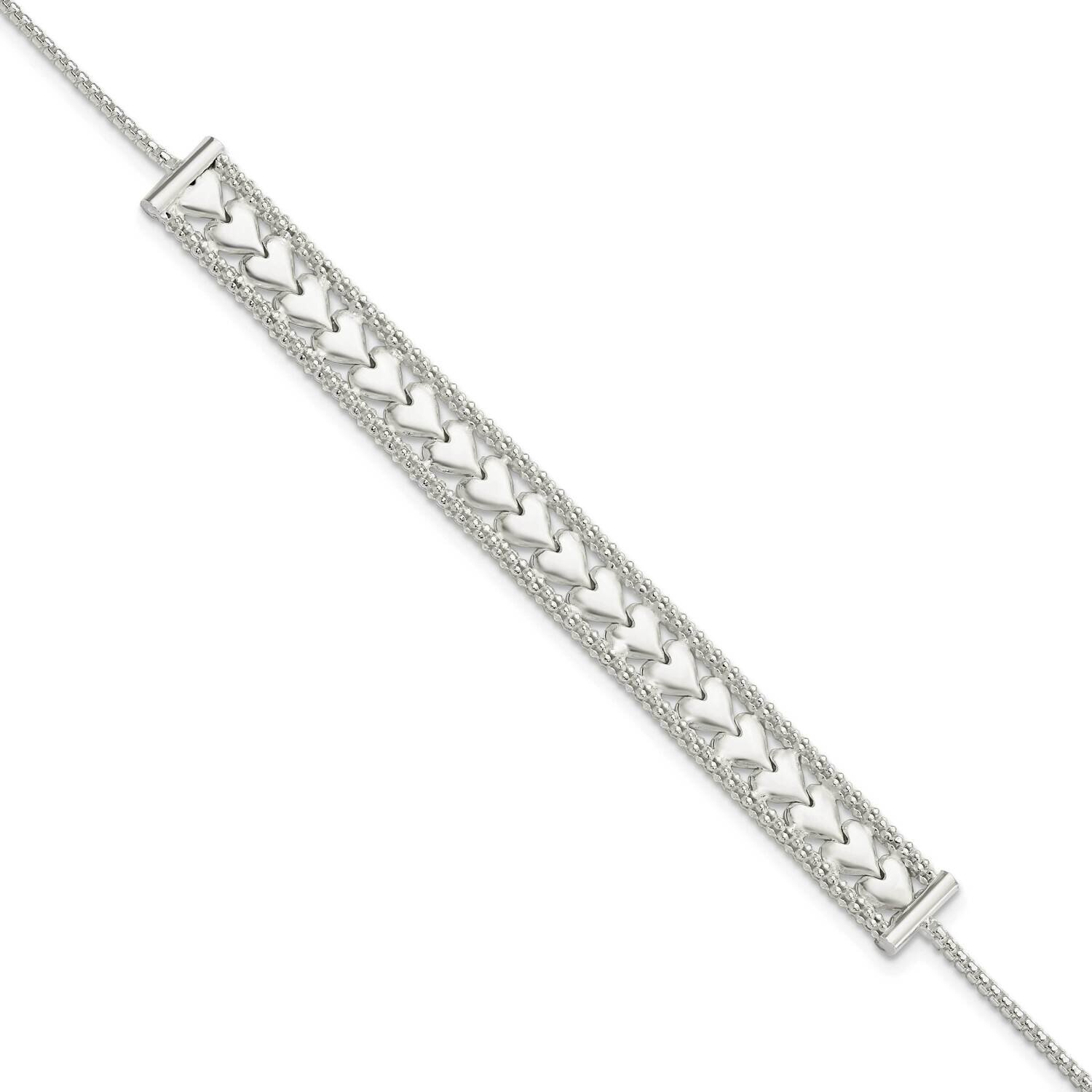 Hearts Chain with 1 Inch Extender Bracelet 8 Inch Sterling Silver QG5867-7, MPN: QG5867-7, 19690416…