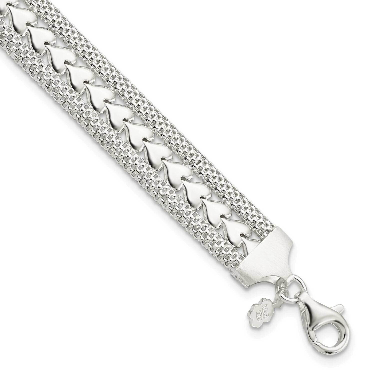 Textured Heart Bracelet Sterling Silver Polished QG5868-7.5, MPN: QG5868-7.5, 196904164648