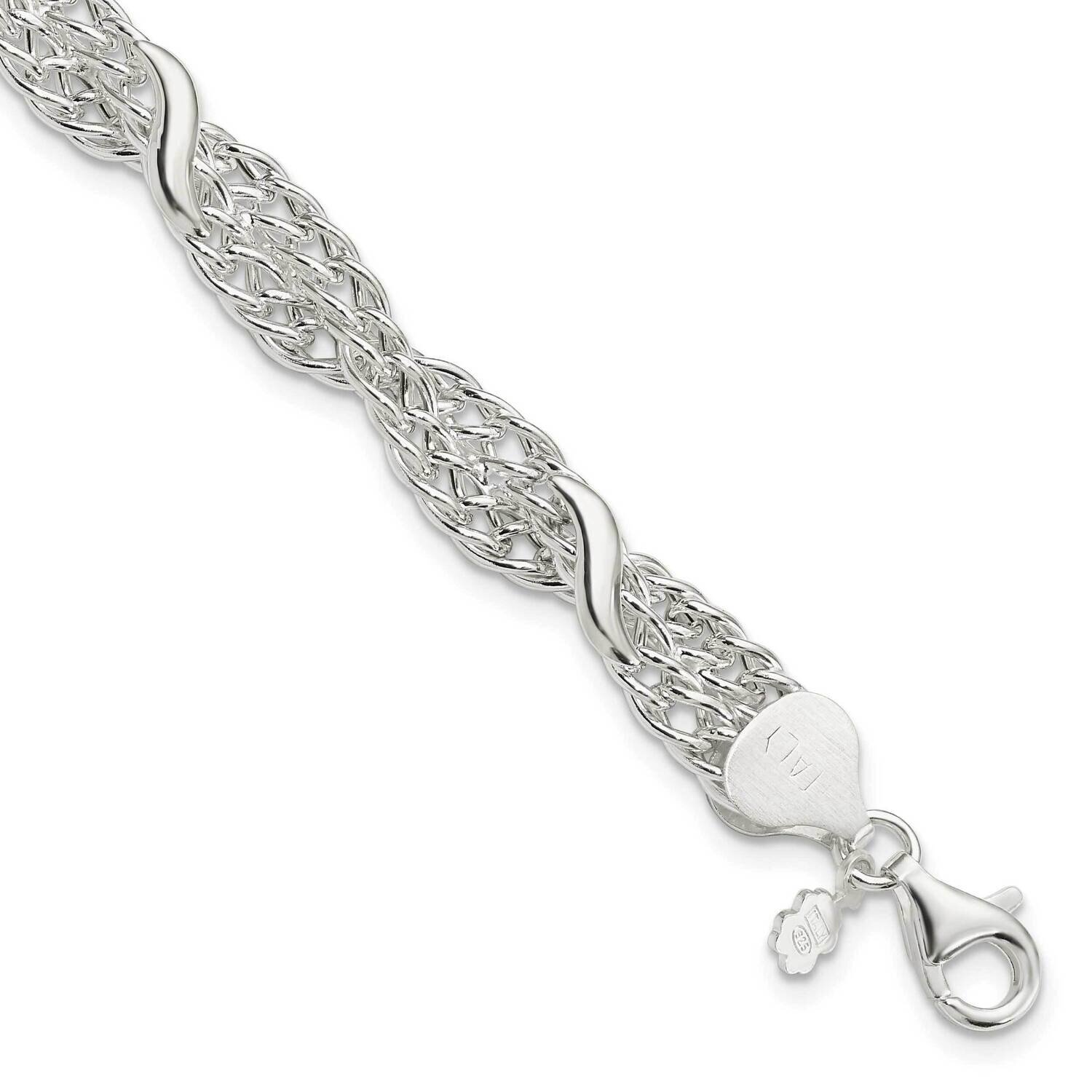 Fancy Twisted Double Chain Bracelet Sterling Silver QG5873-7.5