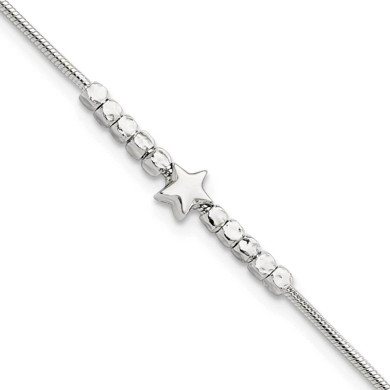 Fancy Bead & Stars with 1 Inch Extender Bracelet Sterling Silver QG5878-7