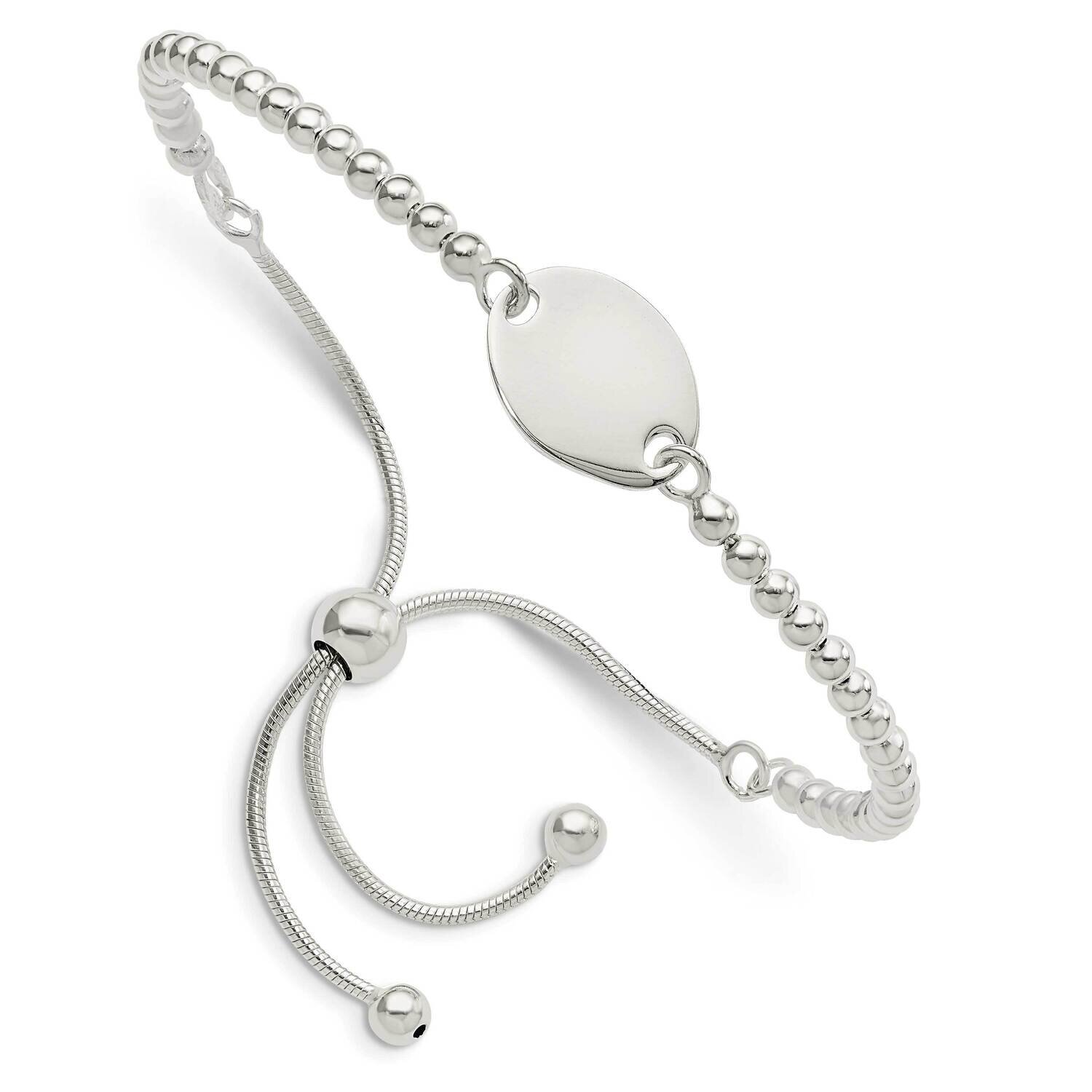 Beaded Adjustable Bracelet Sterling Silver Polished QG5891, MPN: QG5891, 196904164419
