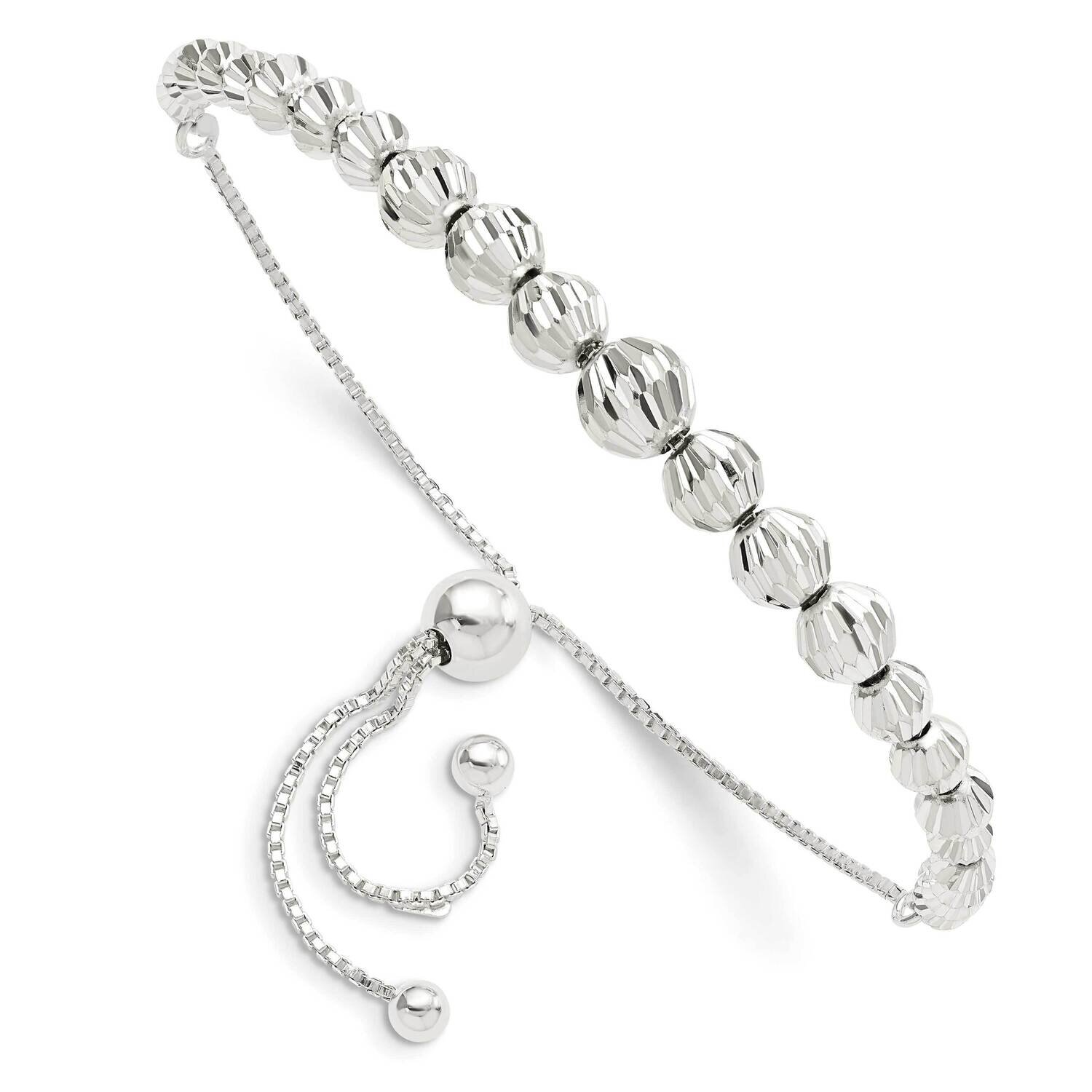 Diamond-Cut Beaded Adjustable Bracelet Sterling Silver Polished QG5895, MPN: QG5895, 191101767463