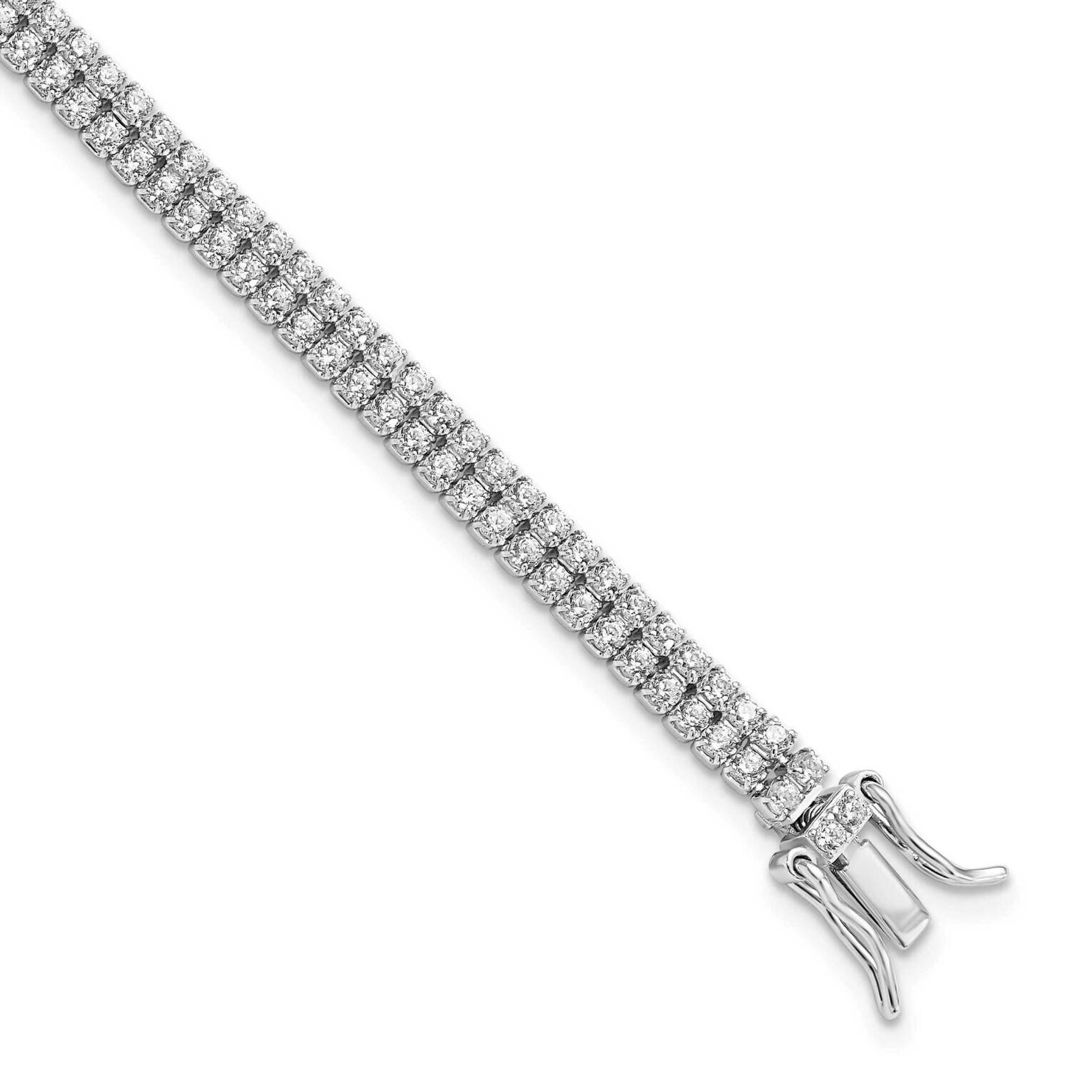 2-Row CZ Diamond Tennis Bracelet Sterling Silver Rhodium-Plated QG5902-7.5