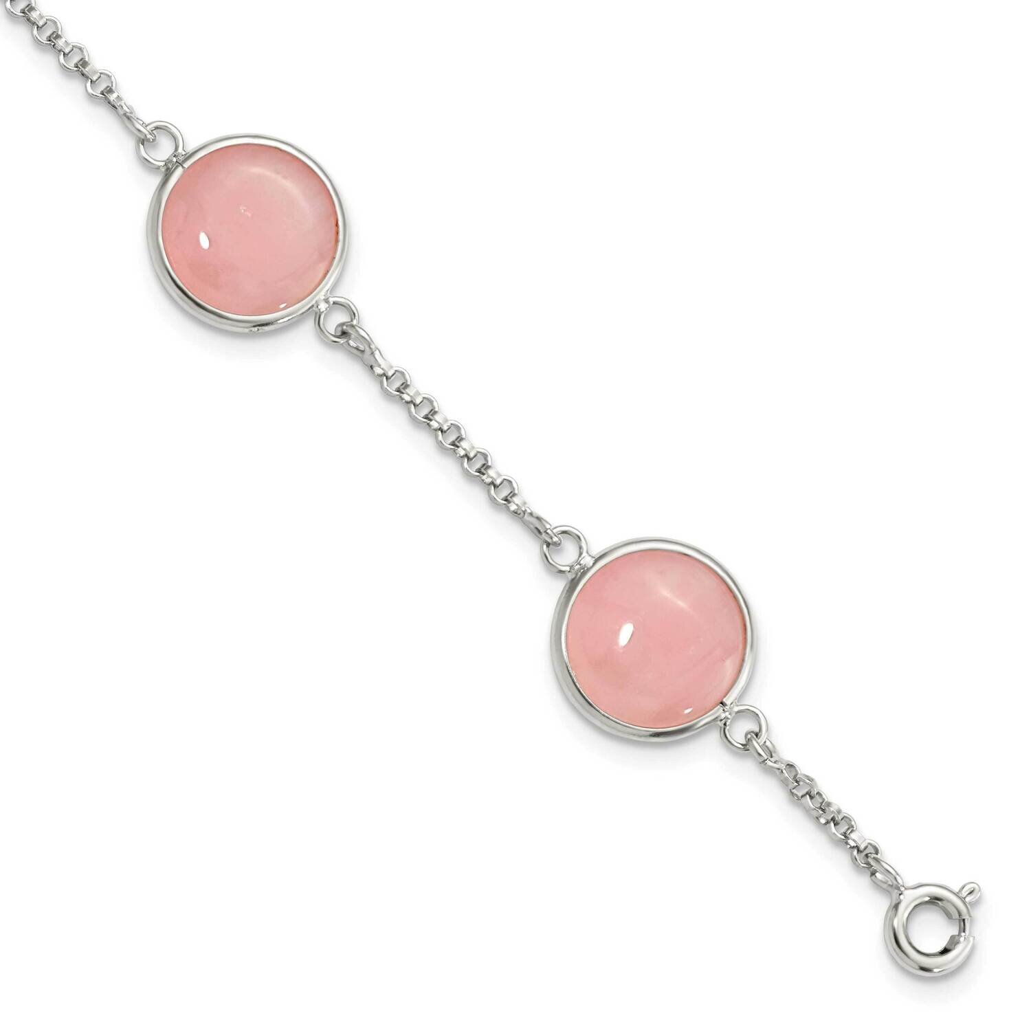 Rose Quartz 7.5 Inch Bracelet Sterling Silver Polished QG5933-7.5, MPN: QG5933-7.5, 191101781223