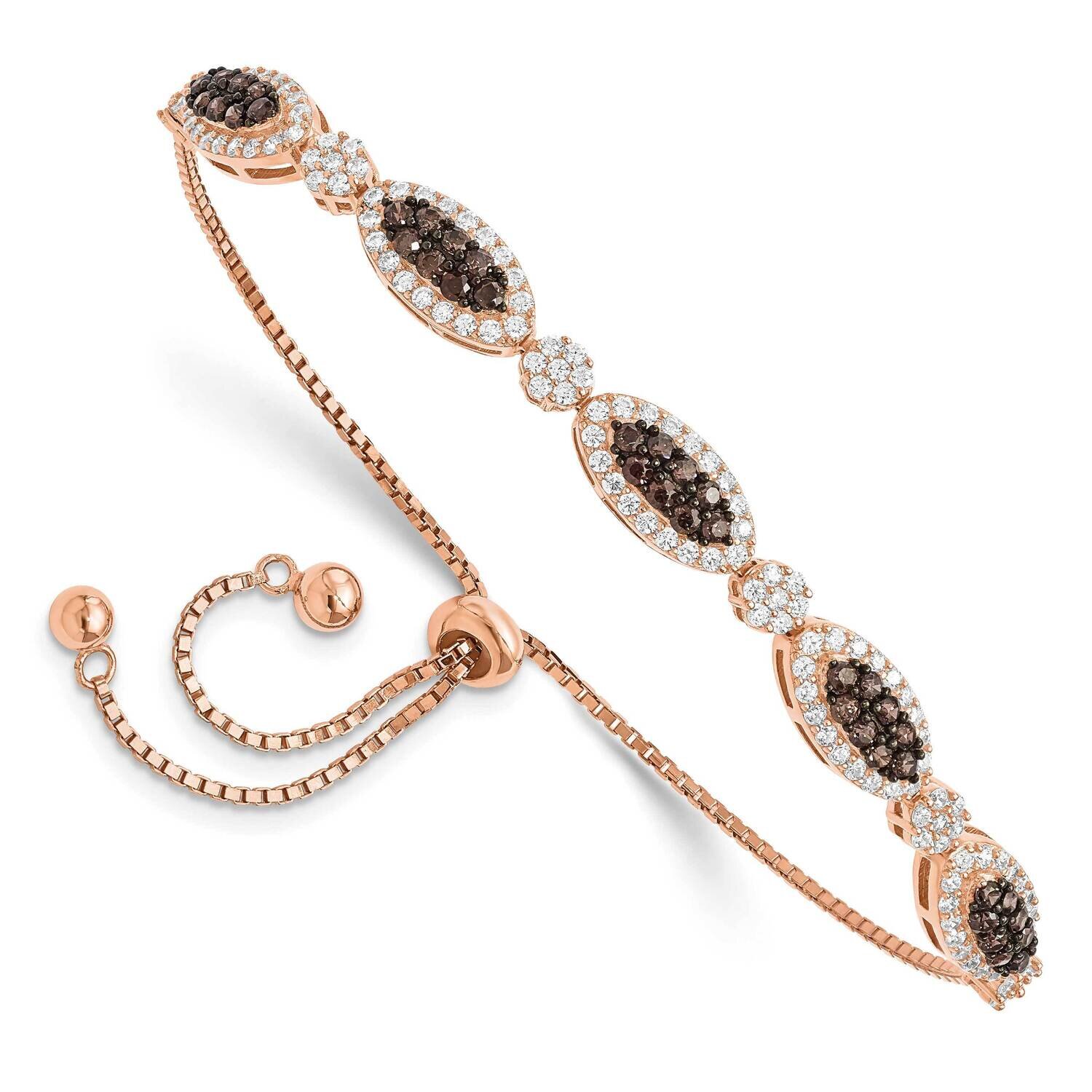 Black Rhodium-Plated CZ Diamond Fancy Adjustable Bracelet Sterling Silver Rose-Tone QG5948, MPN: QG…