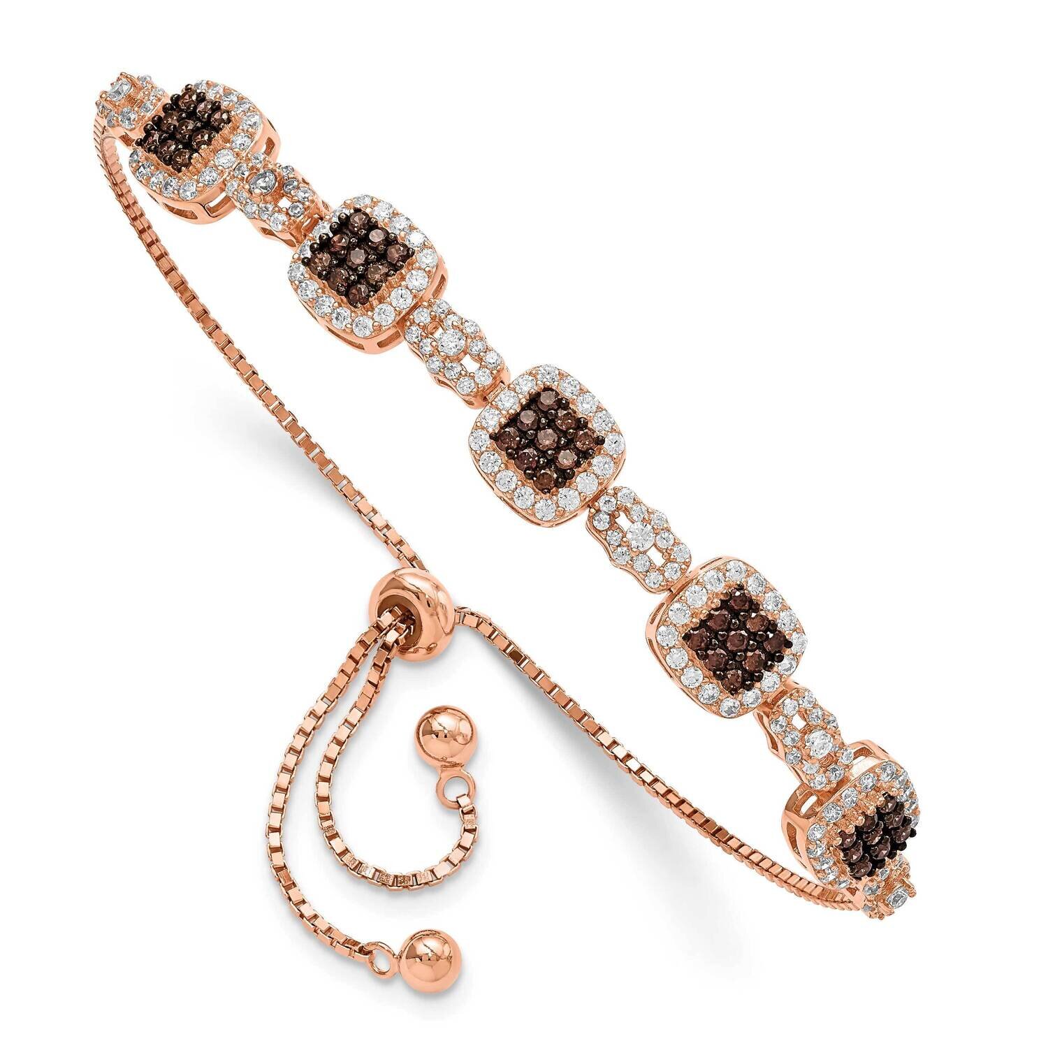 Black Rhodium-Plate Fancy CZ Diamond Adjustable Bracelet Sterling Silver Rose-Tone QG5949, MPN: QG5…
