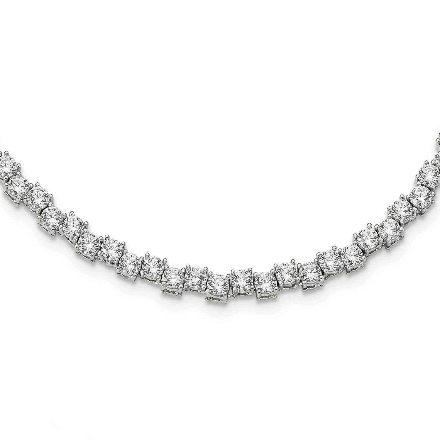 4mm CZ Diamond Necklace 17 Inch Sterling Silver Rhodium-Plated Polished QG5957-17, MPN: QG5957-17,