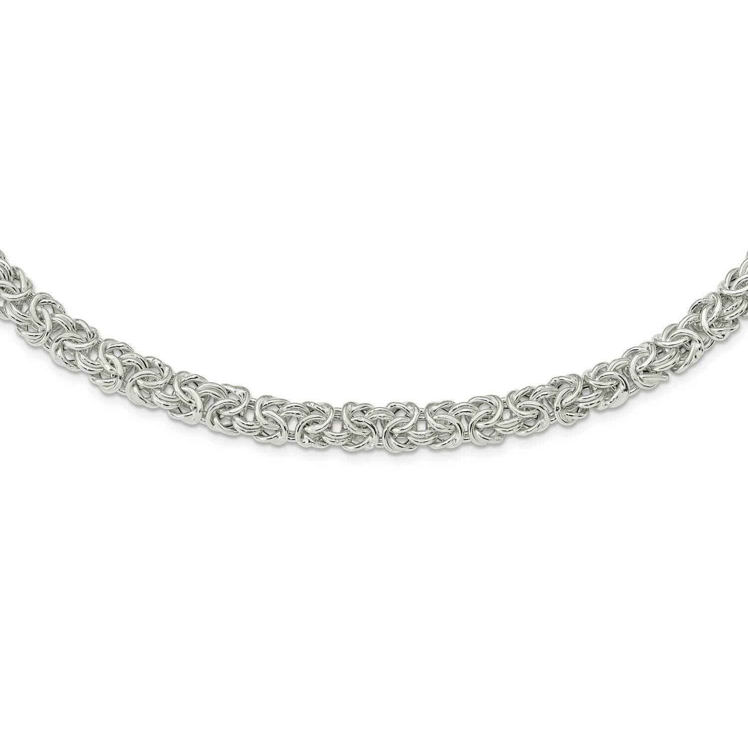 9.3mm Flat Byzantine 17 Inch Chain 17 Inch Sterling Silver Polished QG5962-17, MPN: QG5962-17,