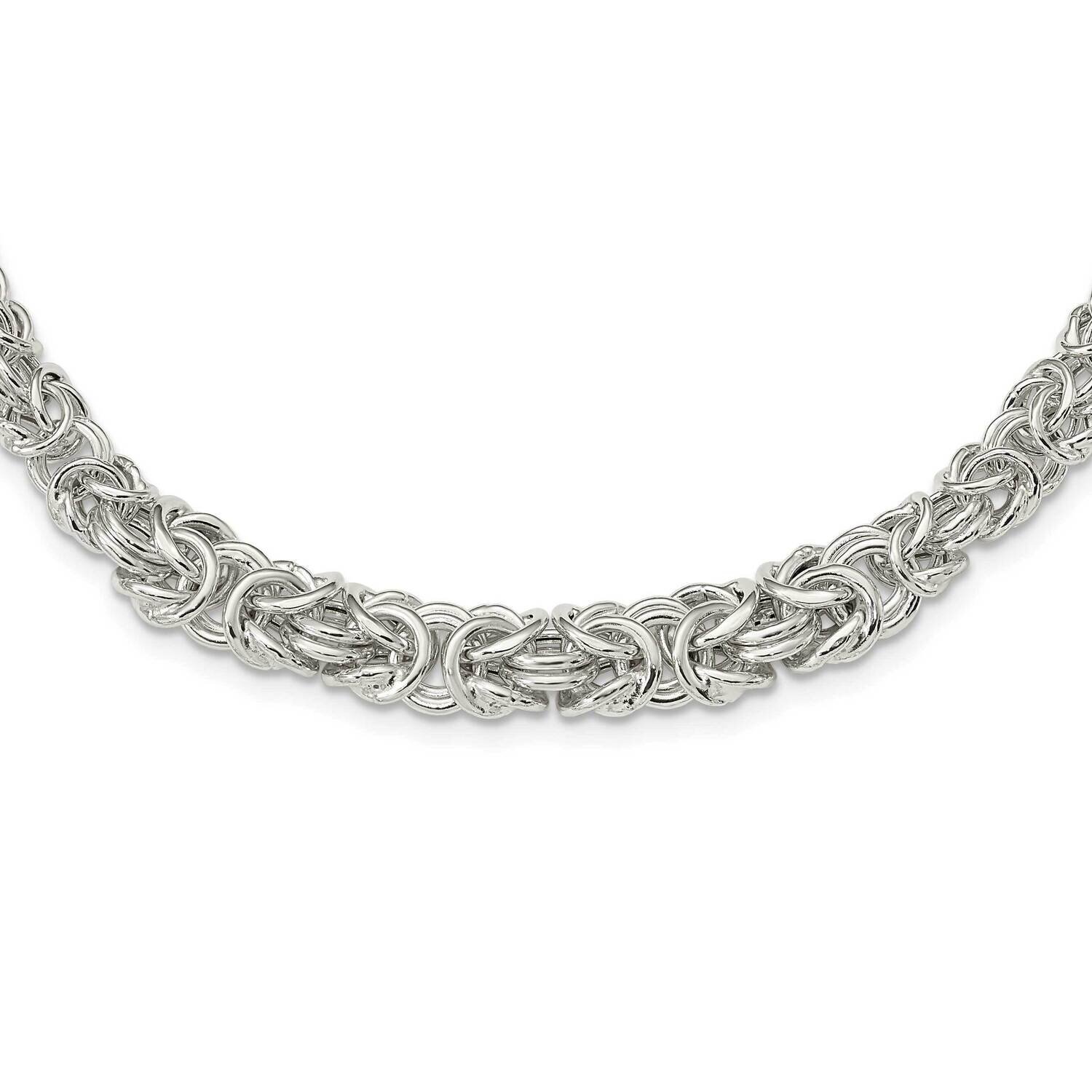 Byzantine Graduated Link Necklace 17 Inch Sterling Silver Polished QG5963-17, MPN: QG5963-17, 19110…