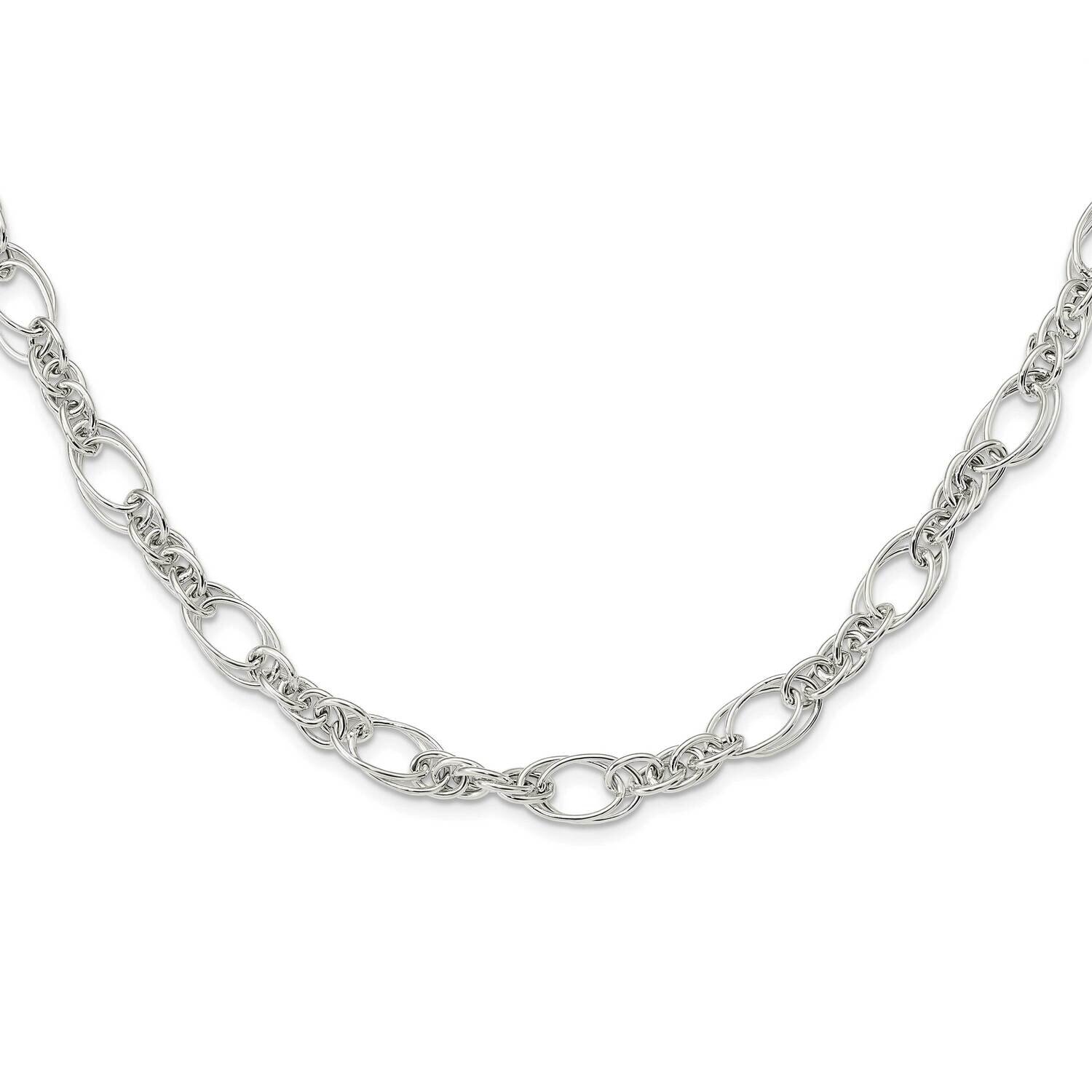Fancy Link 18 Inch Necklace Sterling Silver Polished QG5970-18, MPN: QG5970-18,