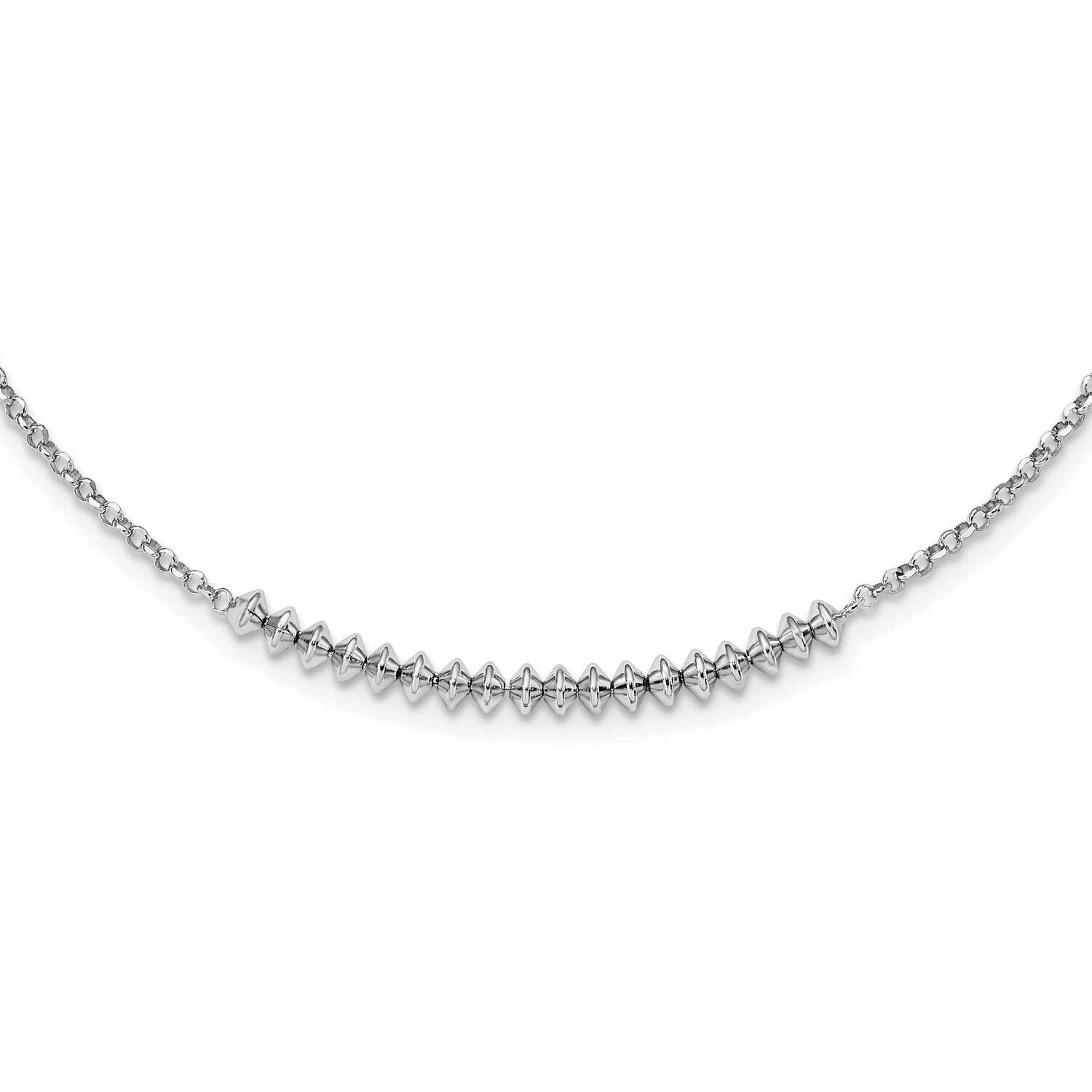 Beaded with 2 Inch Extender Necklace 18 Inch Sterling Silver Rhodium-Plated Polished QG5975-18, MPN…