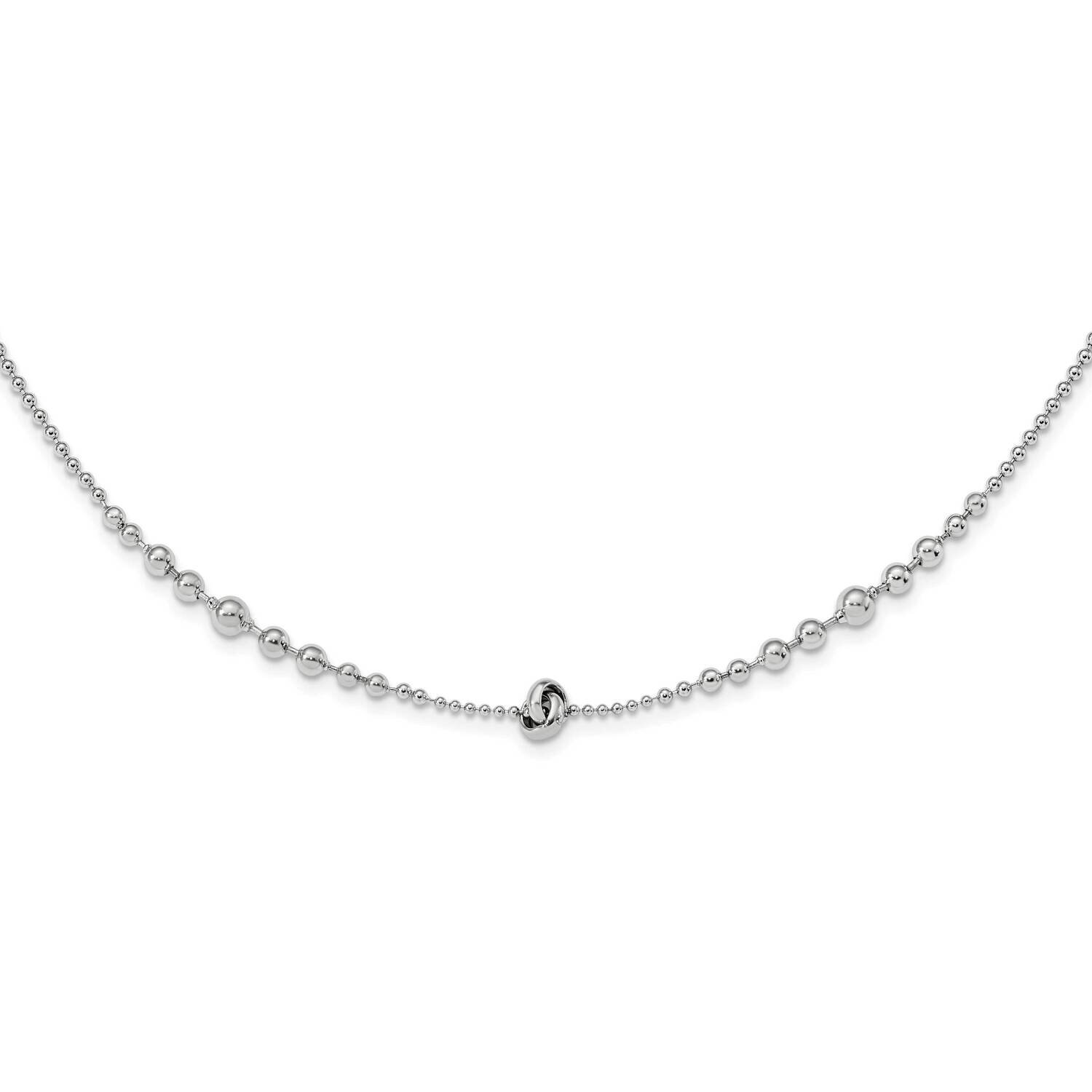 Beaded with 2.5 Inch Extender Necklace 17.5 Inch Sterling Silver Rhodium-Plated Polished QG5977-17.5