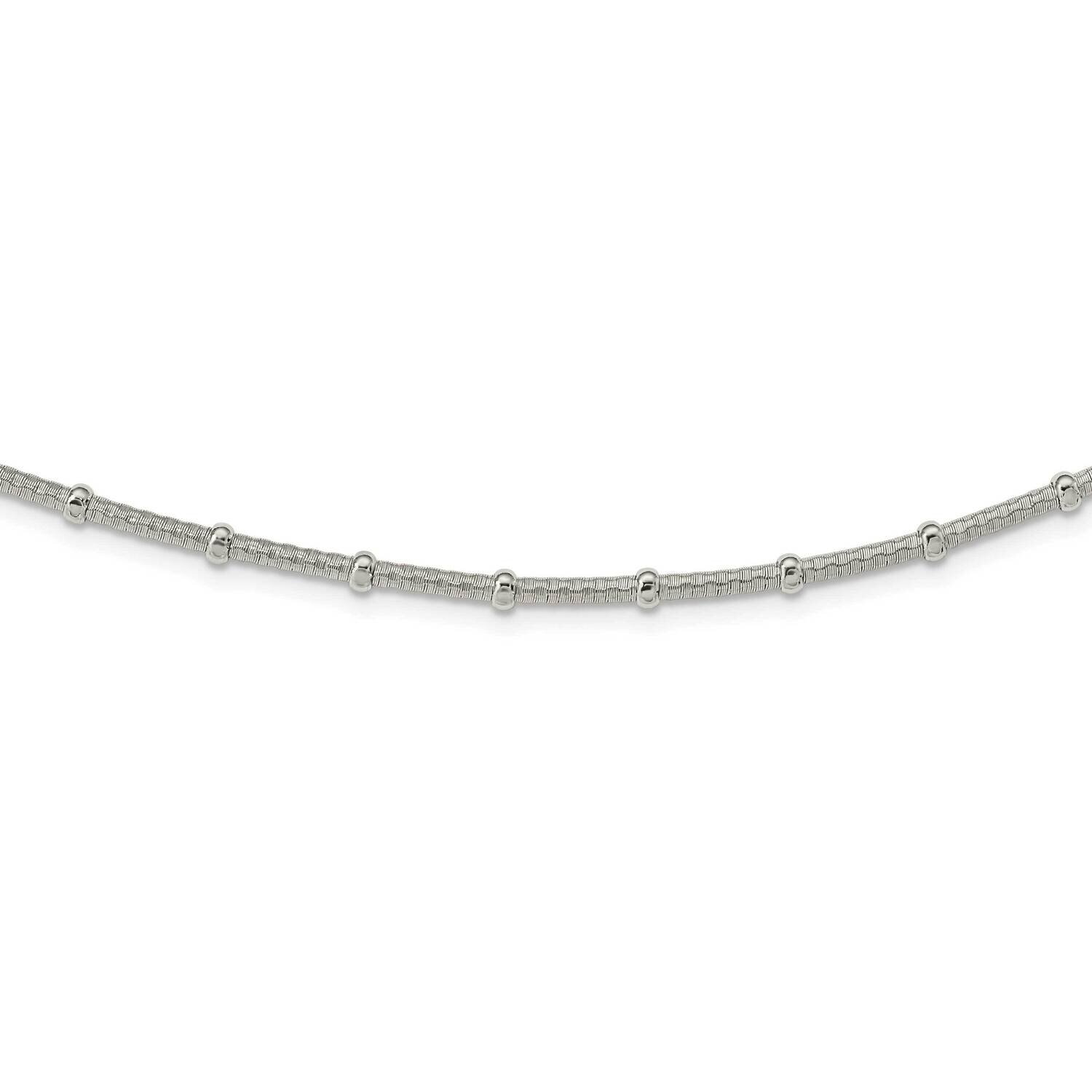 Textured Beaded Necklace 18 Inch Sterling Silver Polished QG5978-18, MPN: QG5978-18,