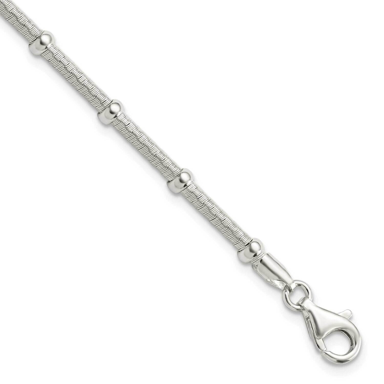 Textured Beaded Bracelet Sterling Silver Polished QG5978-7.5, MPN: QG5978-7.5, 196904163733