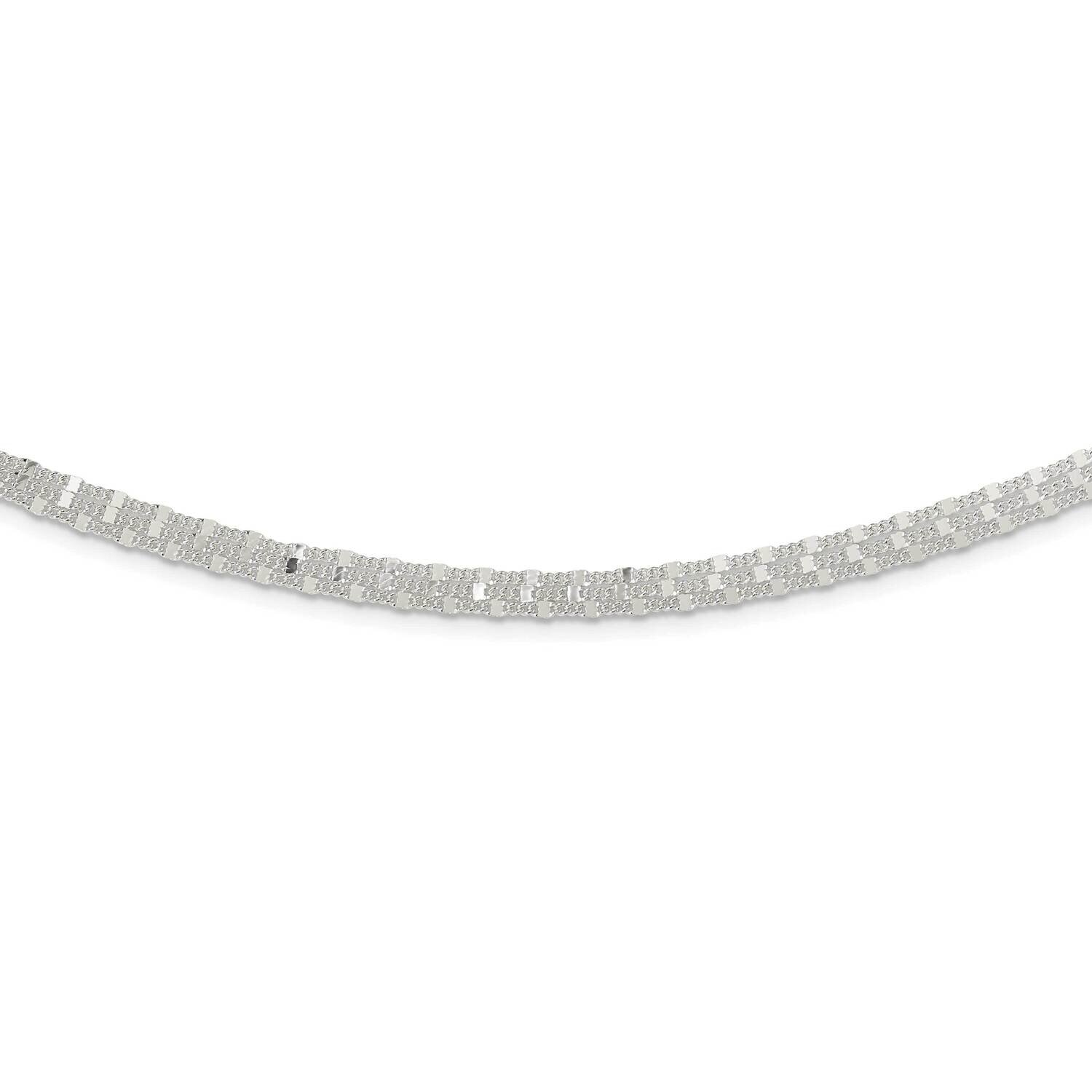 3-Strand Necklace 18 Inch Sterling Silver Polished QG5979-18