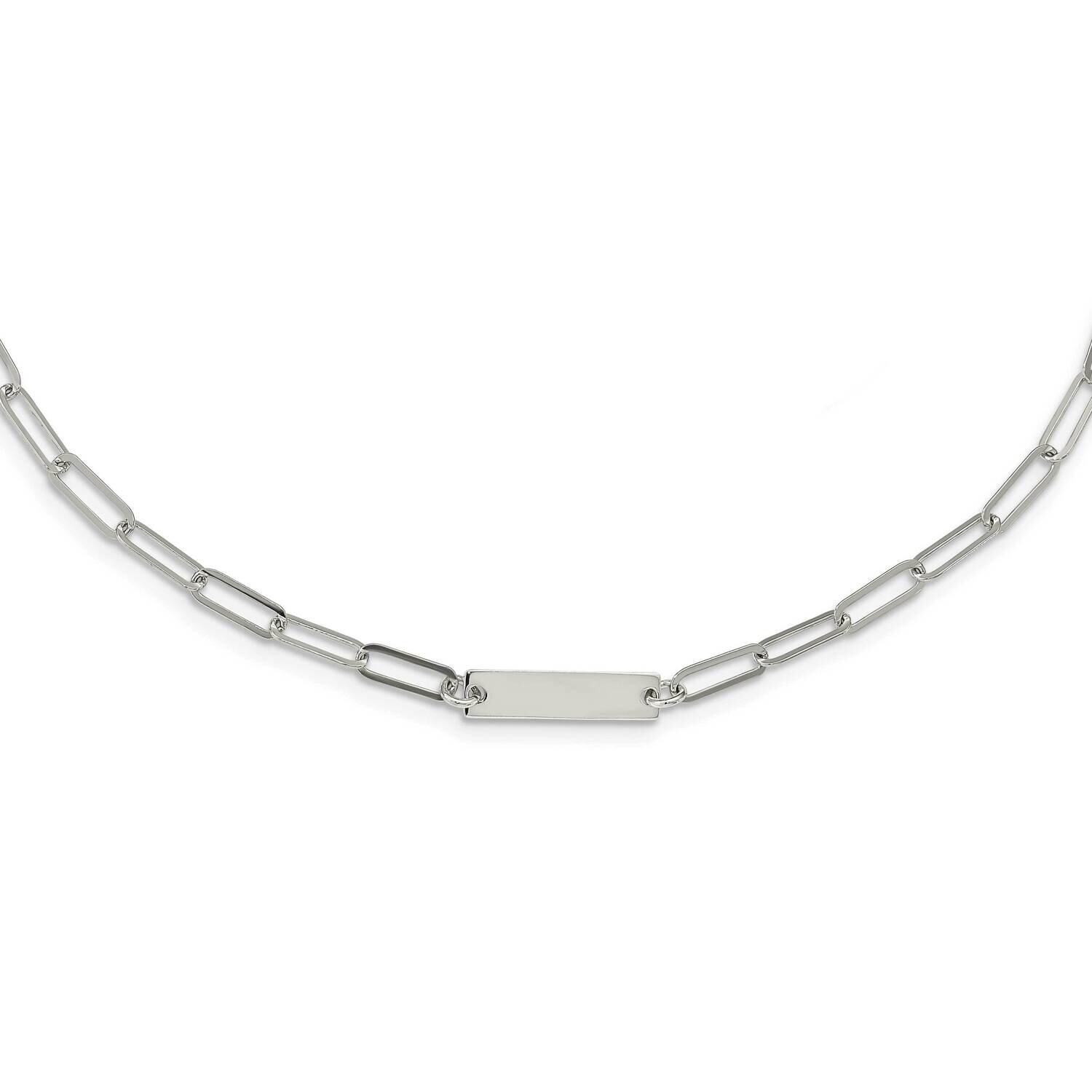 Bar with 2 Inch Extender Necklace 19 Inch Sterling Silver Rhodium-Plated Polished QG5984-17, MPN: Q…