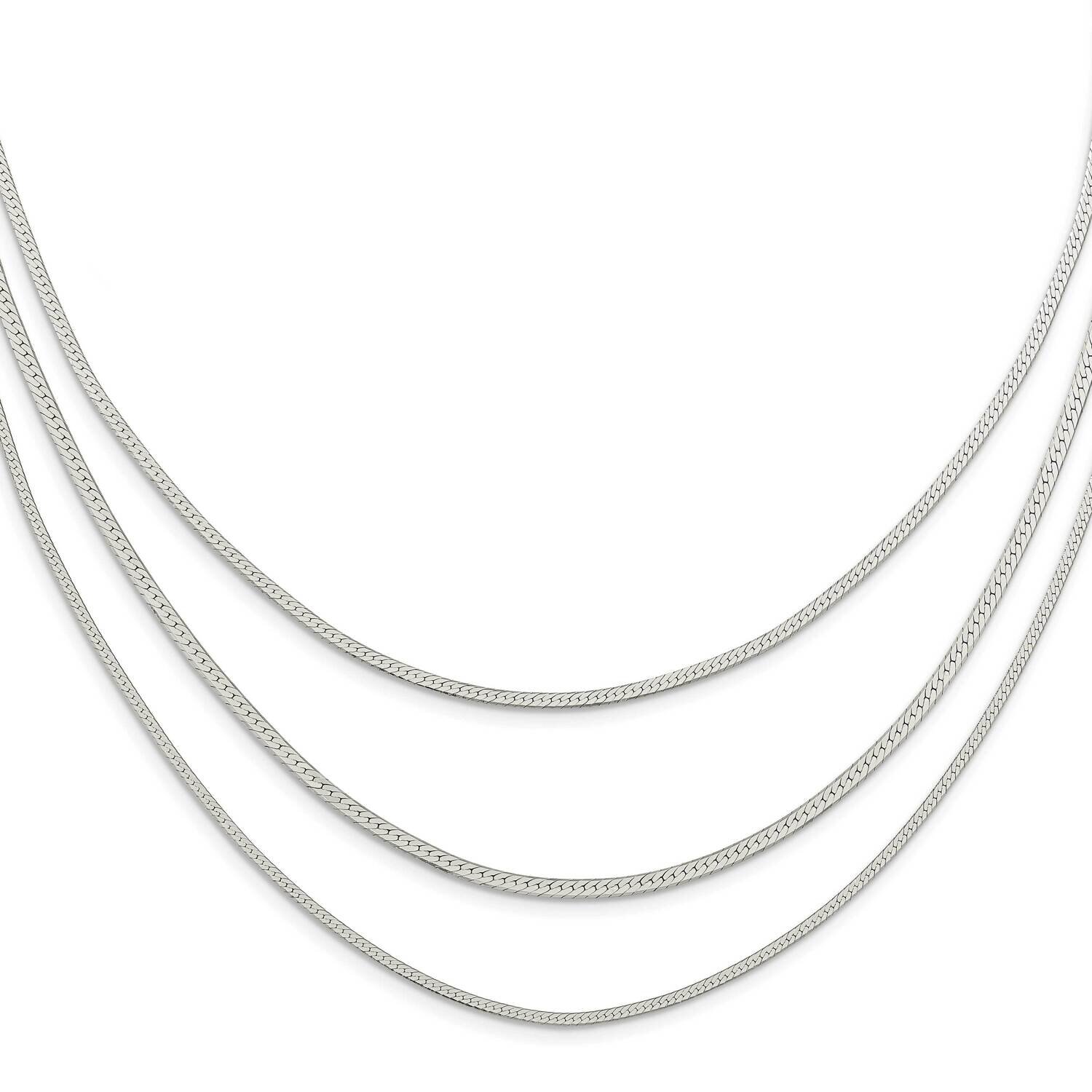 Multi-Strand with 2.75 Inch Extender Necklac Sterling Silver Rhodium-Plated Polished QG5985-17.5, M…