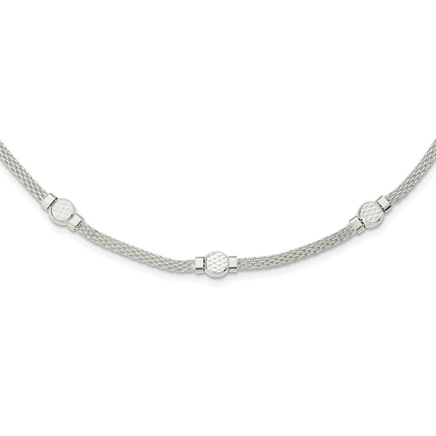 Mesh Fancy Necklace 18 Inch Sterling Silver QG5995-18