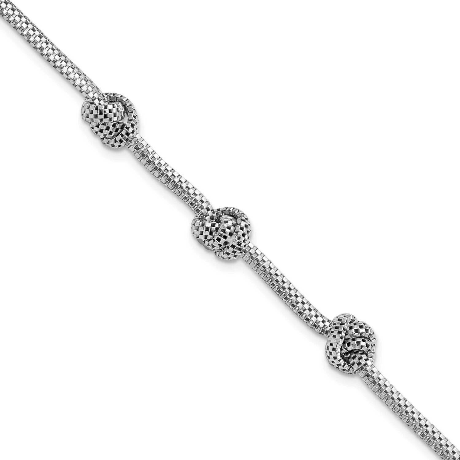 Knotted Mesh Bracelet Sterling Silver Rhodium-Plated QG5998-7.25, MPN: QG5998-7.25,