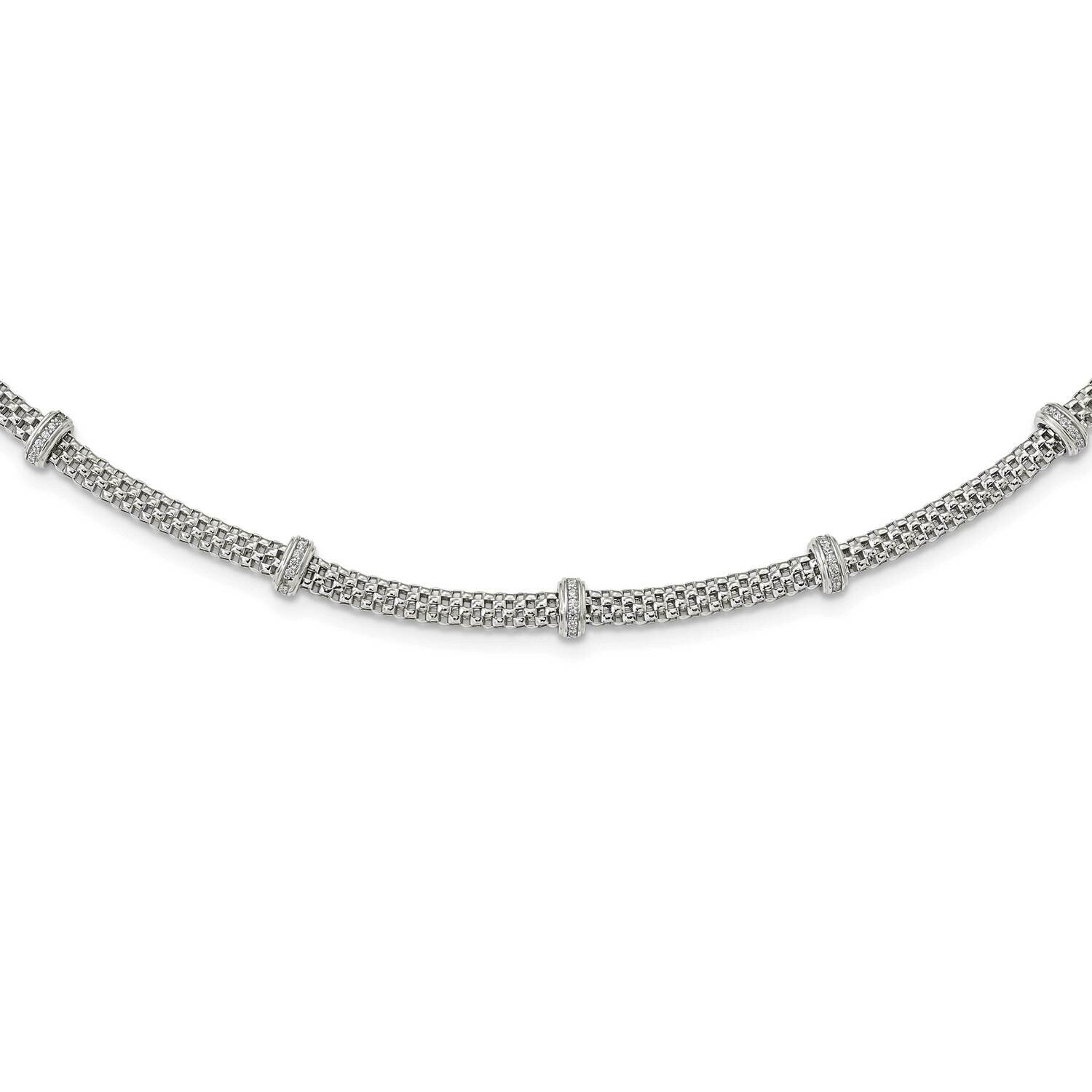 CZ Diamond Necklace 18 Inch Sterling Silver Rhodium-Plated Polished QG5999-18, MPN: QG5999-18, 1969…