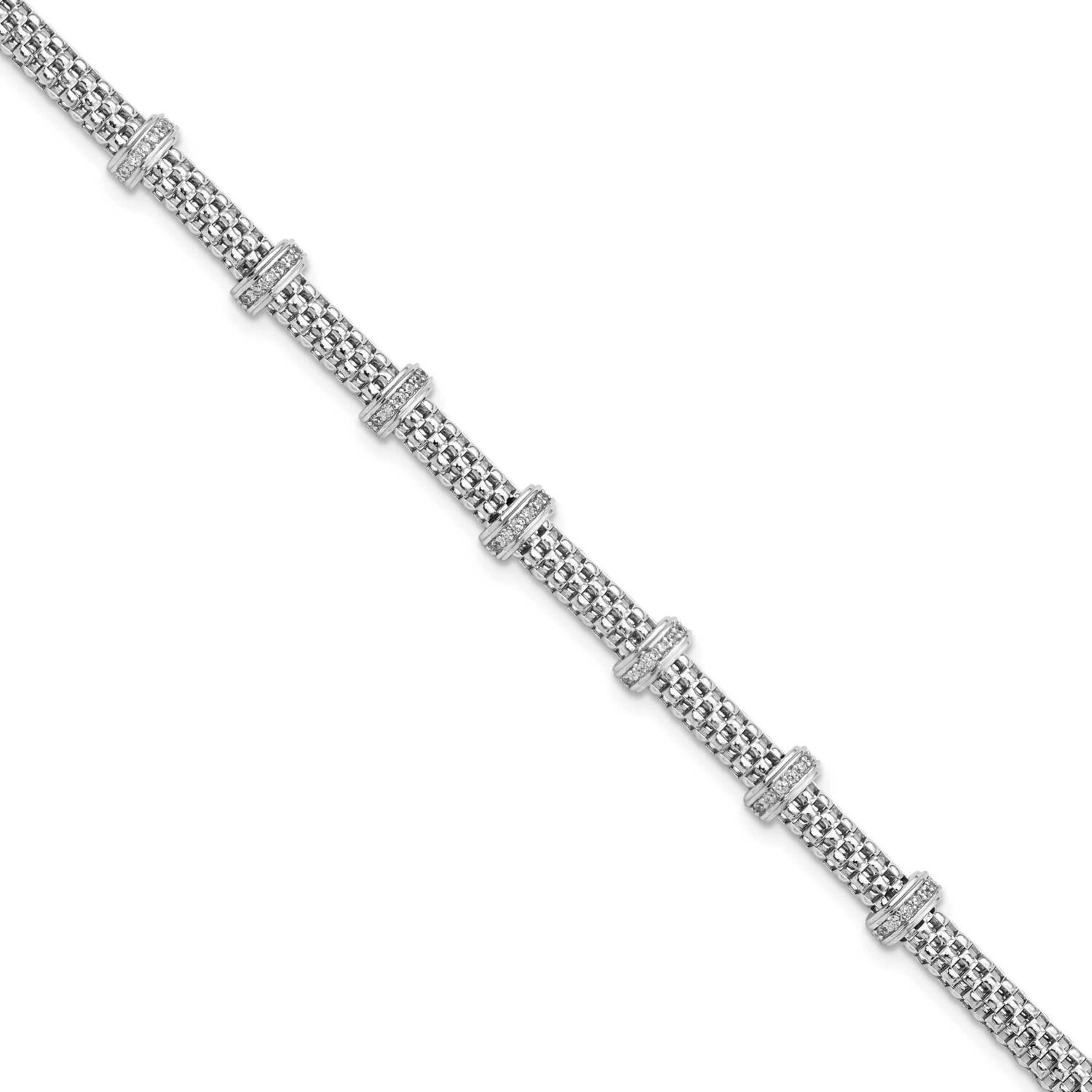 CZ Diamond Bracelet Sterling Silver Rhodium-Plated Polished QG5999-7.5