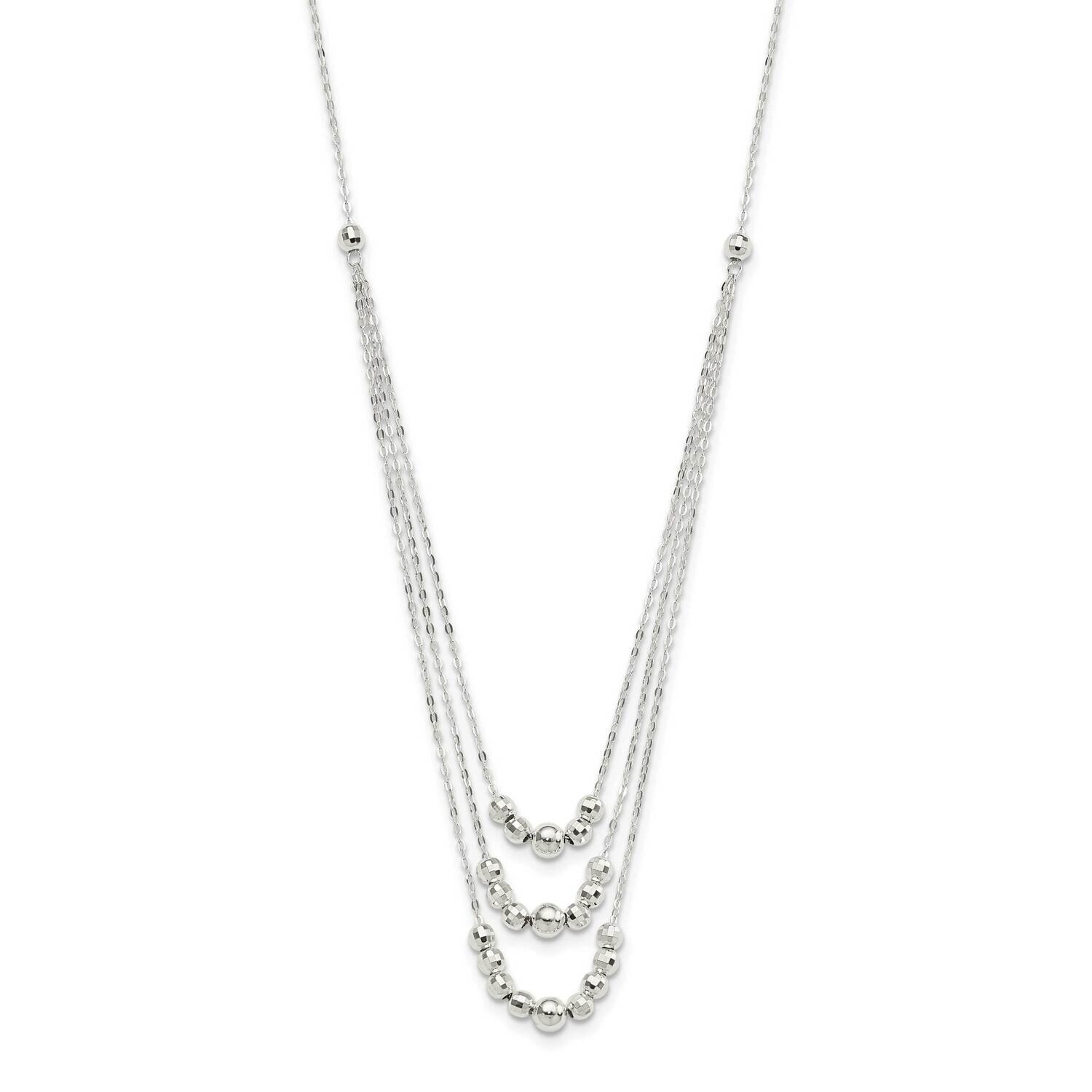 3-Strand Beaded Necklace 16 Inch Sterling Silver Polished QG6006-16, MPN: QG6006-16, 191101781612
