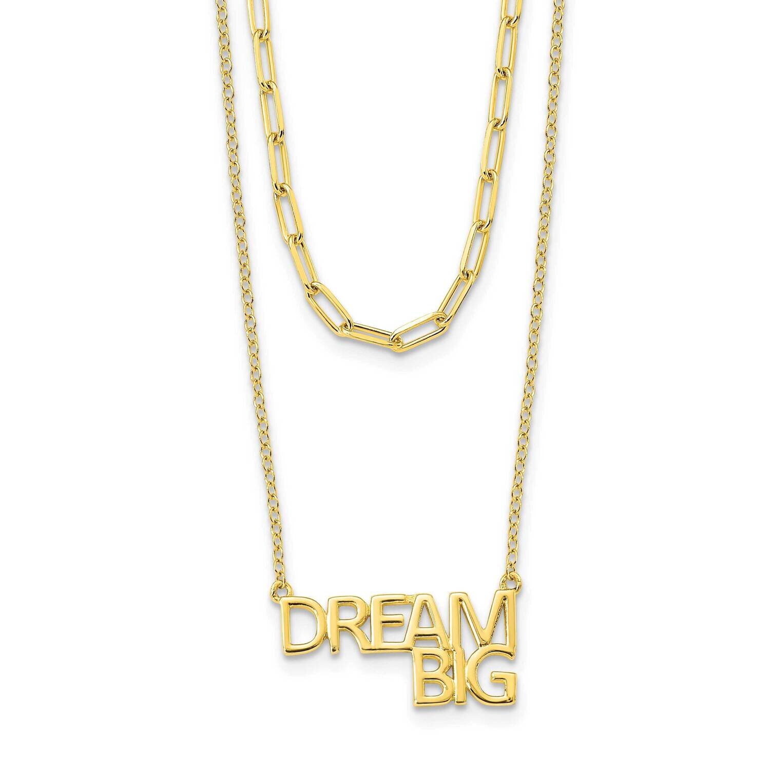 Gold Tone Dream Big Double Necklace 16 Inch Sterling Silver QG6008-16, MPN: QG6008-16, 191101770128