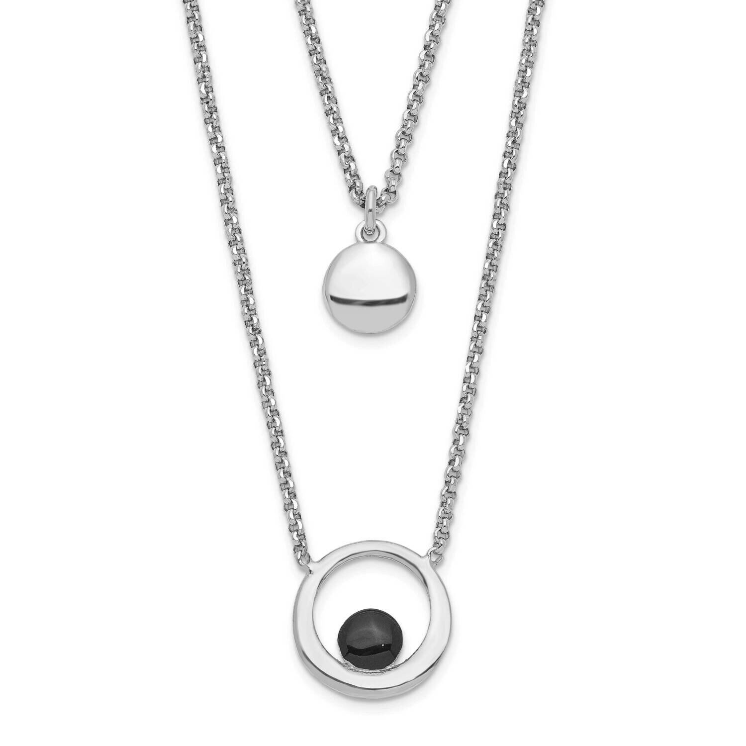 Enamel Circles 2-Strand with 1 Inch Extender Necklace 15.5 Inch Sterling Silver Rhodium-Plated QG6010-15.5