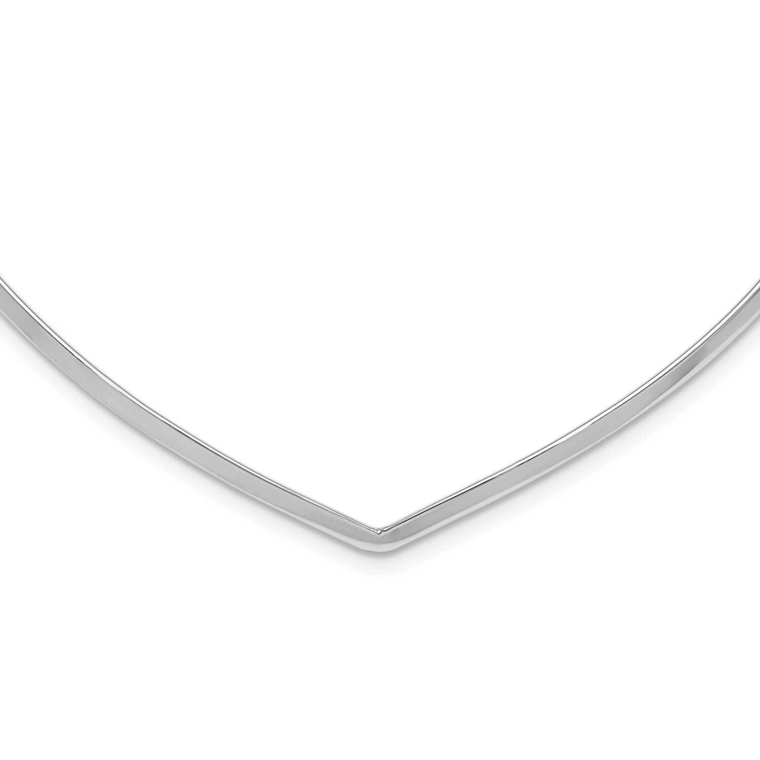 Sterling Silver Rhodium Polished V Cuff Necklace 13.5 Inch Sterling Silver Rhodium-Plated QG6042-13…