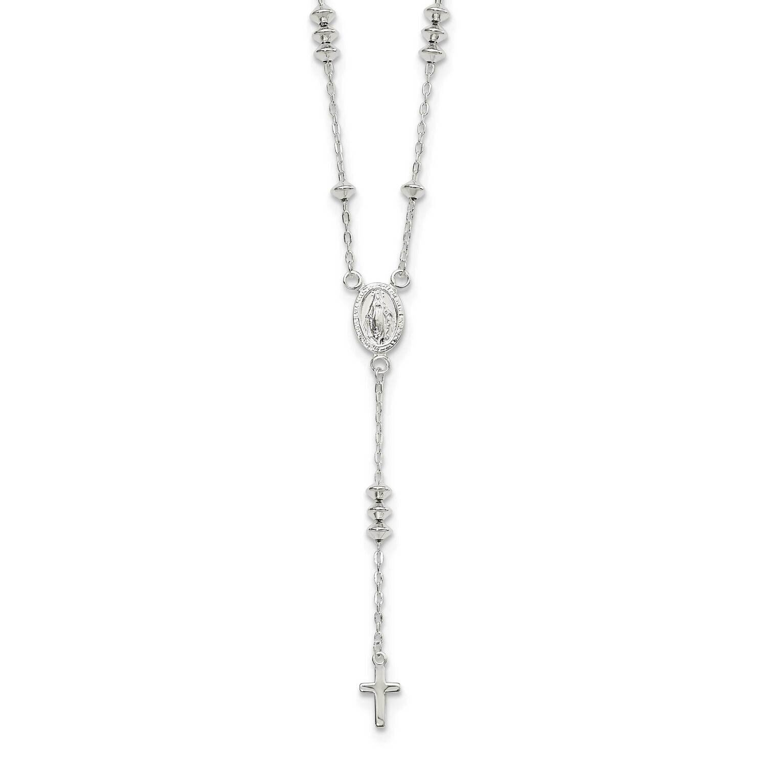 Mary and Cross Y-Drop 1.75 Inch Extender Necklace 19.75 Inch Sterling Silver Polished QG6043-18
