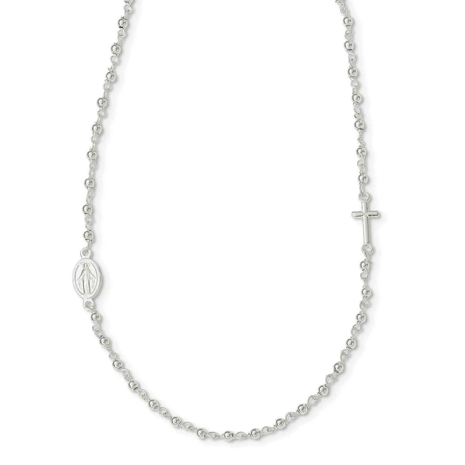 Religious with 1.5 Inch Extender Rosary Necklace 16.5 Inch Sterling Silver Polished QG6054-15, MPN:…
