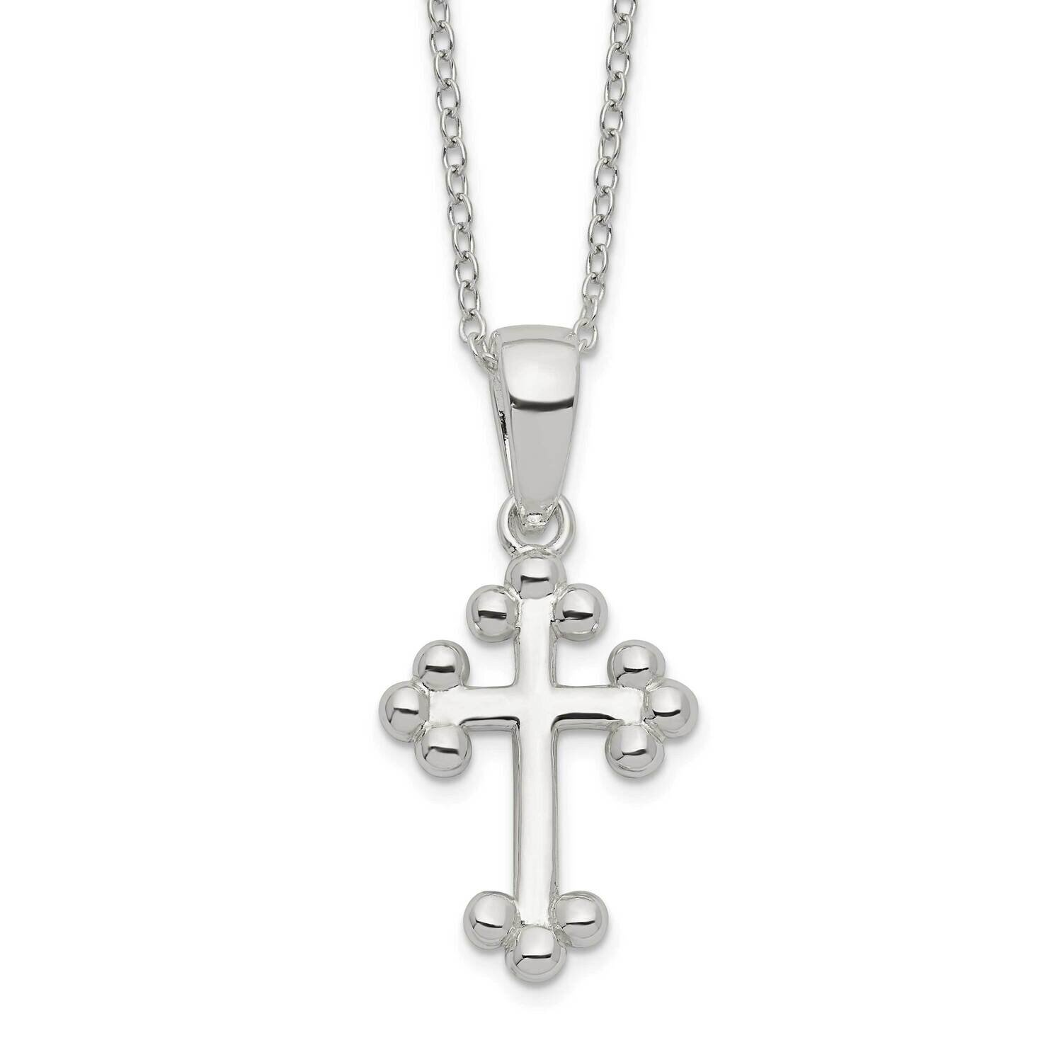 Cross Necklace 18 Inch Sterling Silver Polished QG6067-18