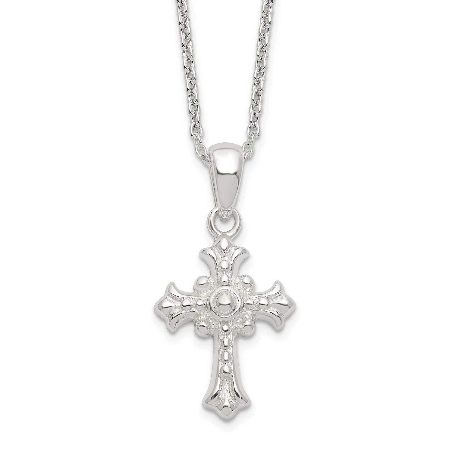 Cross Necklace 18 Inch Sterling Silver Polished QG6068-18