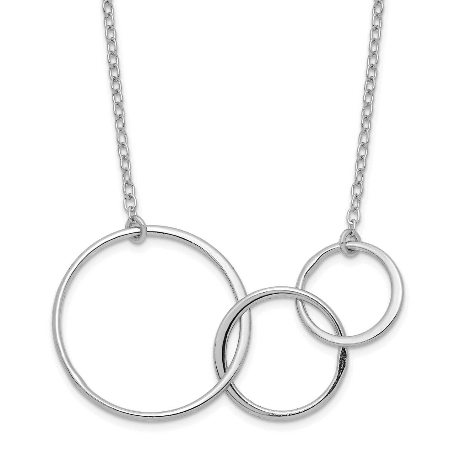 3 Intertwined Circles with 2 In Extender Necklace 16 Inch Sterling Silver Rhodium-Plated QG6097-16